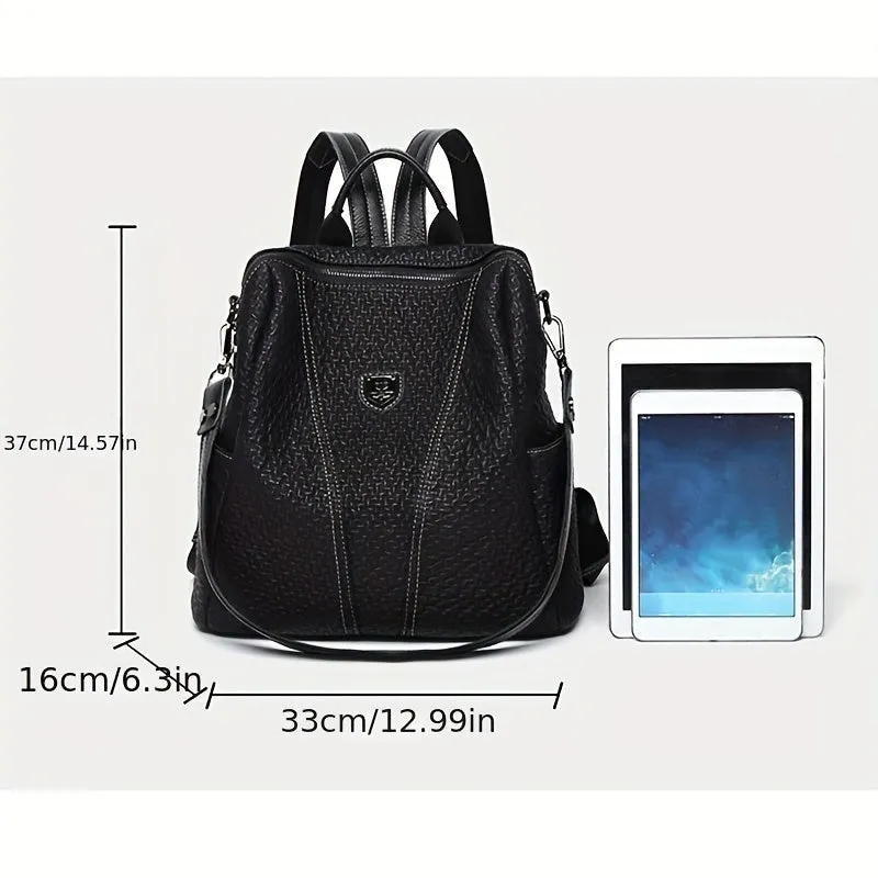 Fashion Casual Genuine Leather Backpack Simple Travel Soft Leather Bag