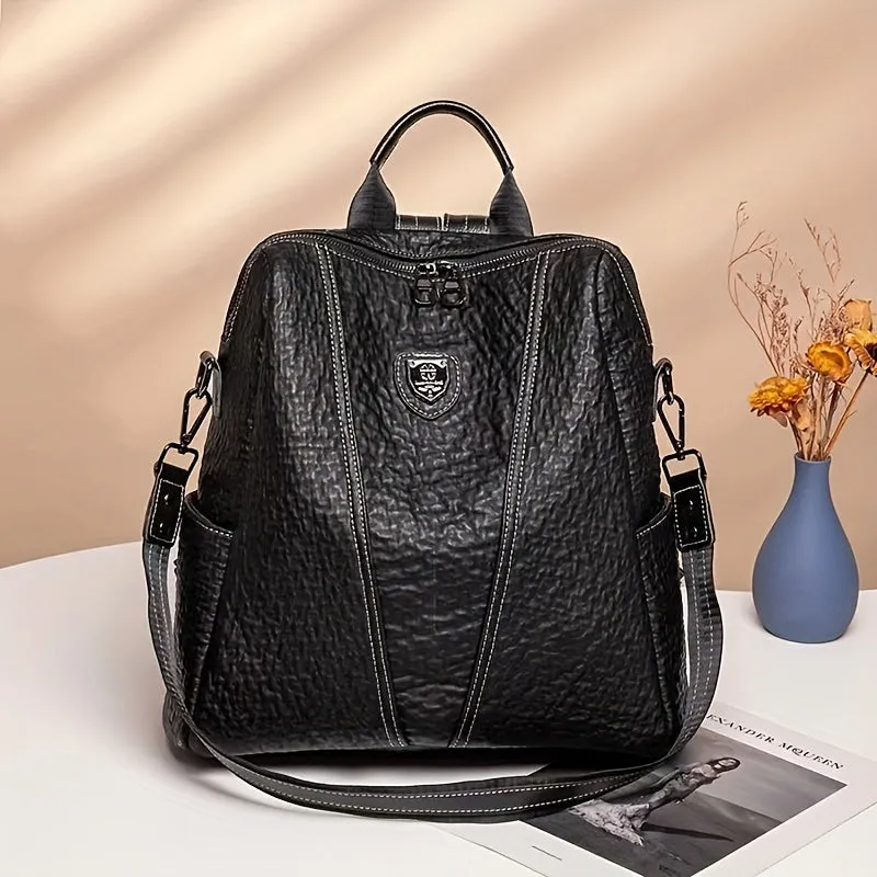 Fashion Casual Genuine Leather Backpack Simple Travel Soft Leather Bag