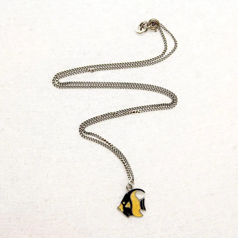 Flirty Cloisonné Enamel Angelfish Charm Necklace