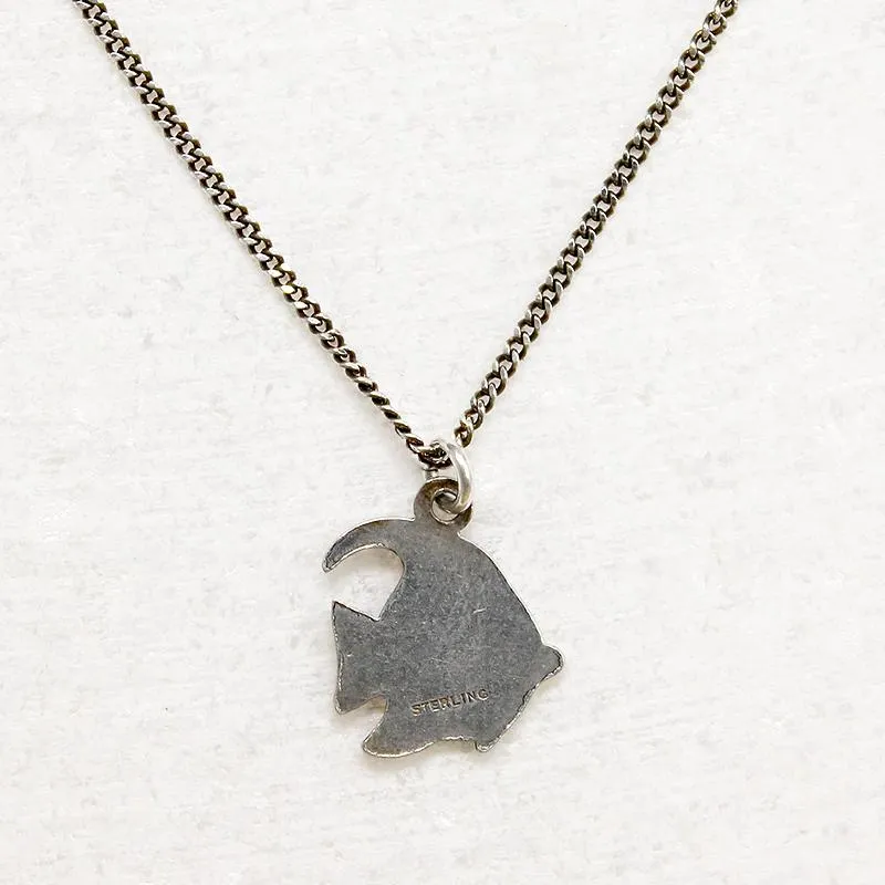 Flirty Cloisonné Enamel Angelfish Charm Necklace