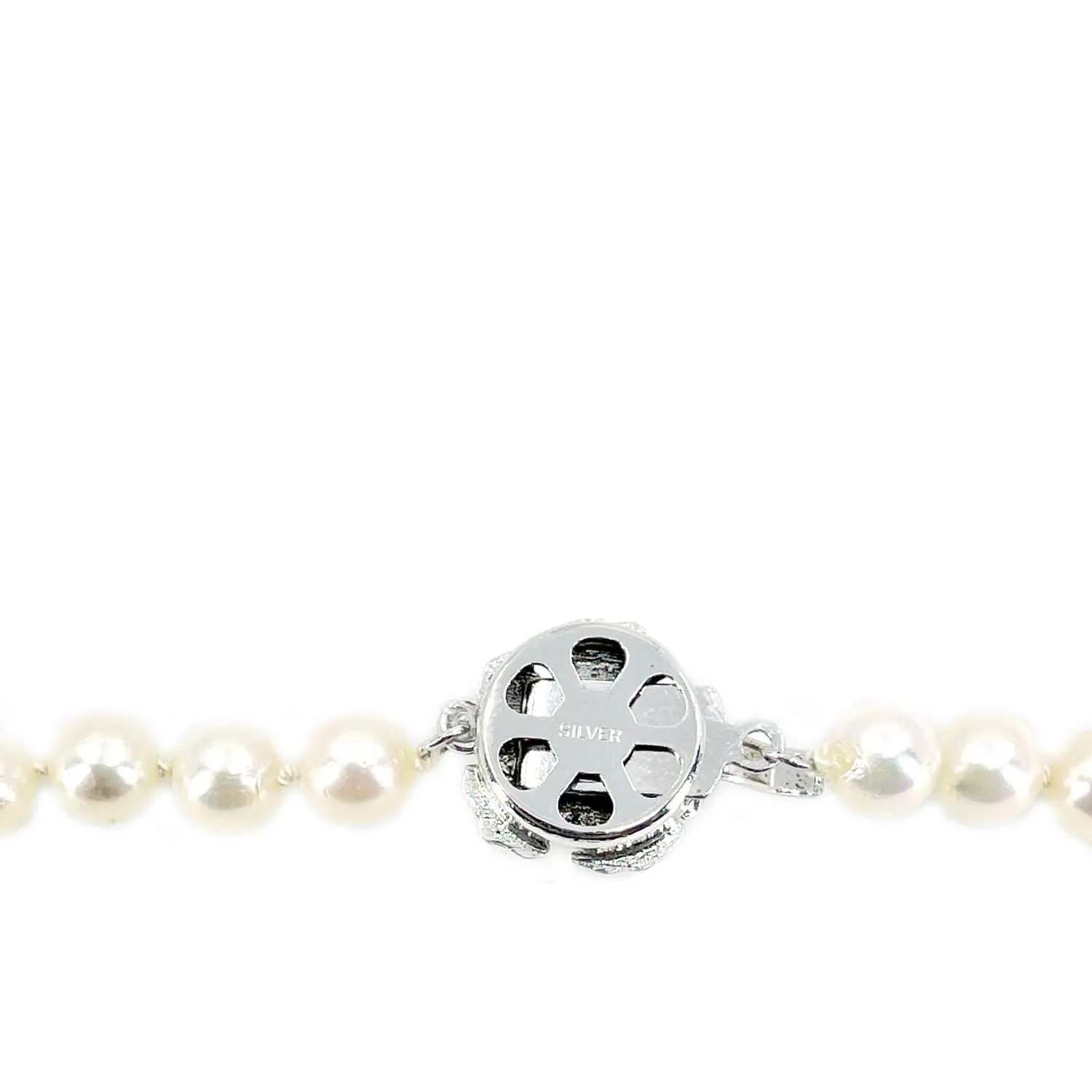 Floral Petals Japanese Cultured Akoya Pearl Necklace- Sterling Silver 23.50 Inch