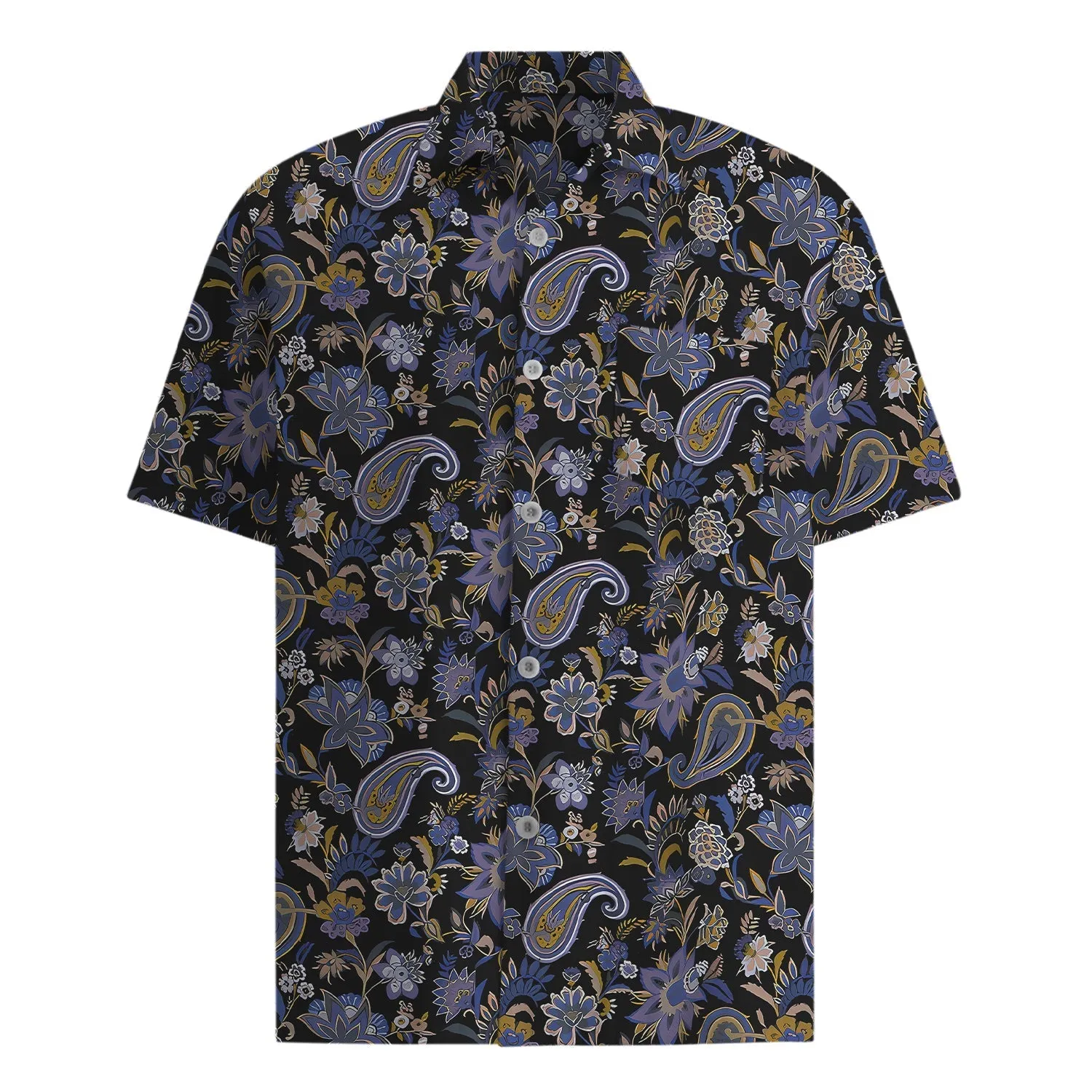 Flower Print Paisley Pattern Short Sleeve Shirt for Men