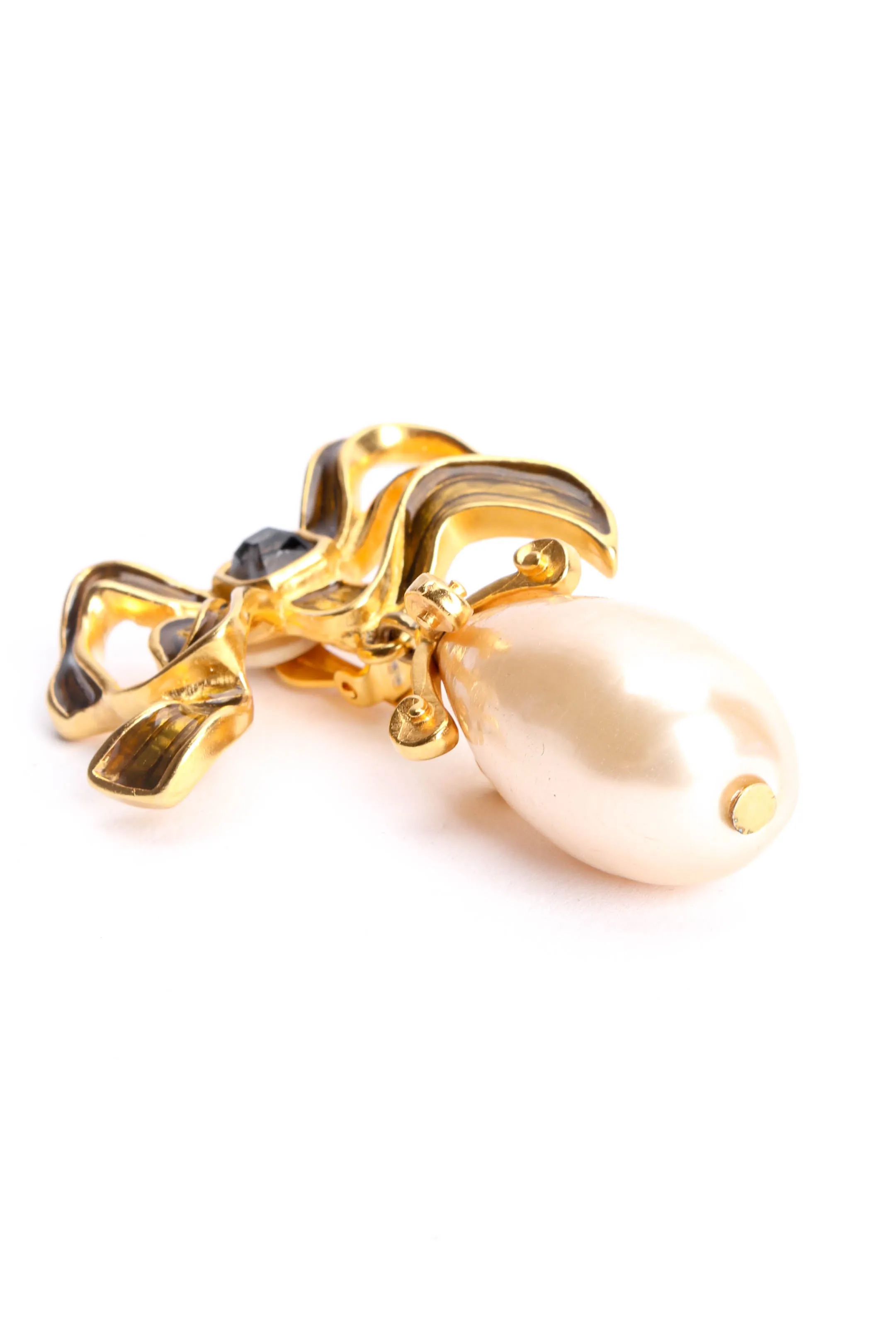 Flowy Ribbon Pearl Drop Earrings
