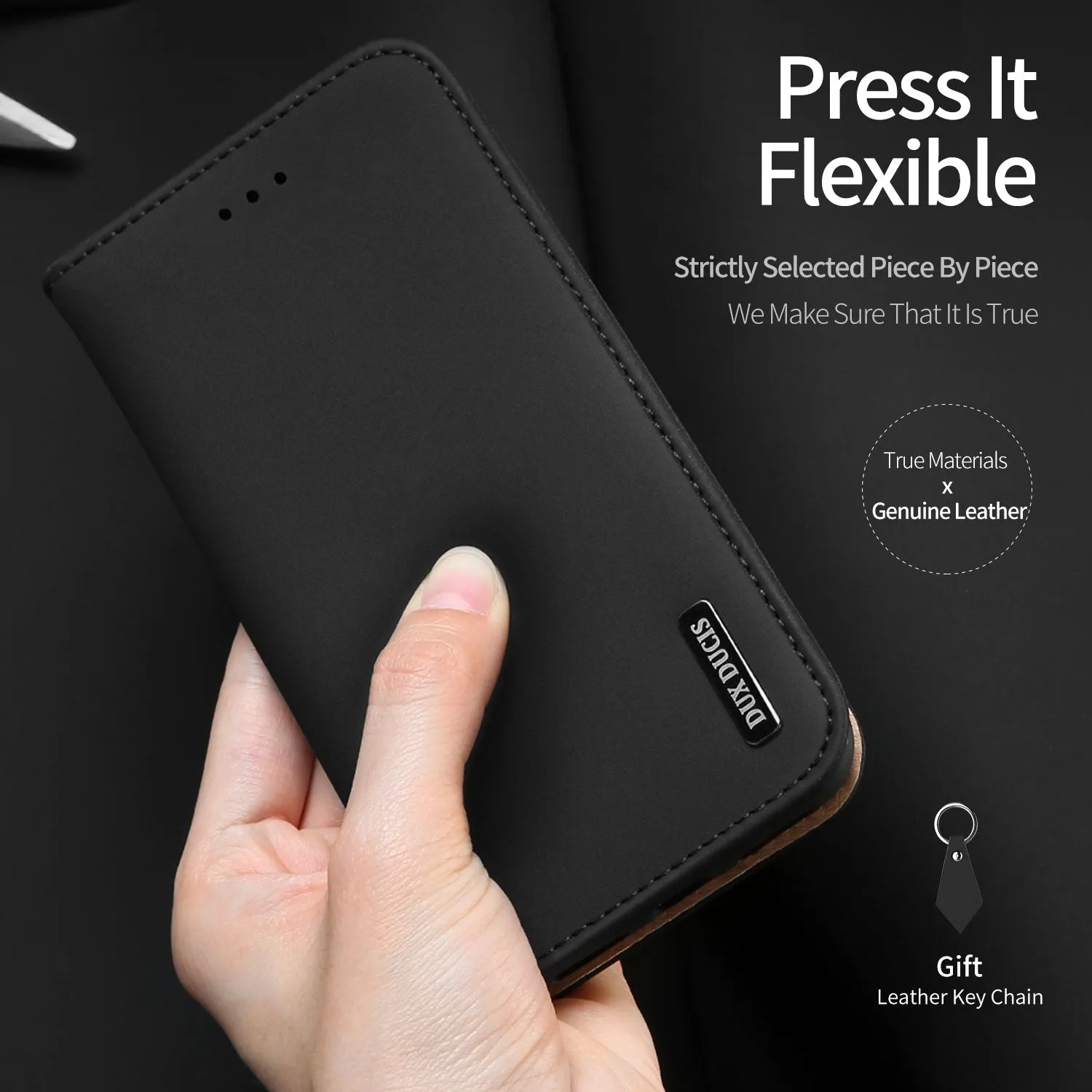 For iPhone 9 Mobile Phone Cover Magnetic Leather Protective Case with Card Slot Bracket black