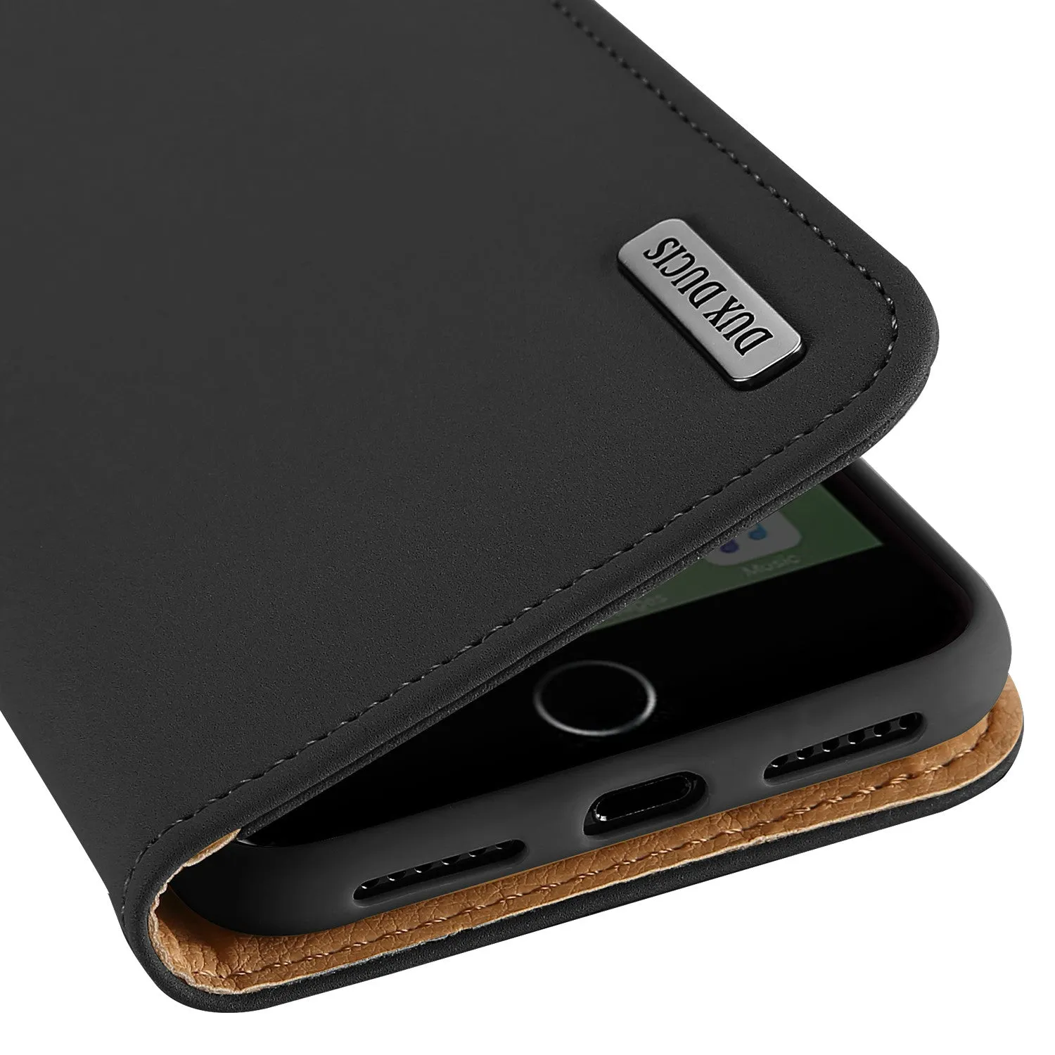 For iPhone 9 Mobile Phone Cover Magnetic Leather Protective Case with Card Slot Bracket black