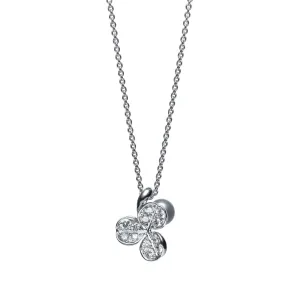 Fortune Leaves 18K White Gold Akoya Pearl & Diamond Pendant Necklace
