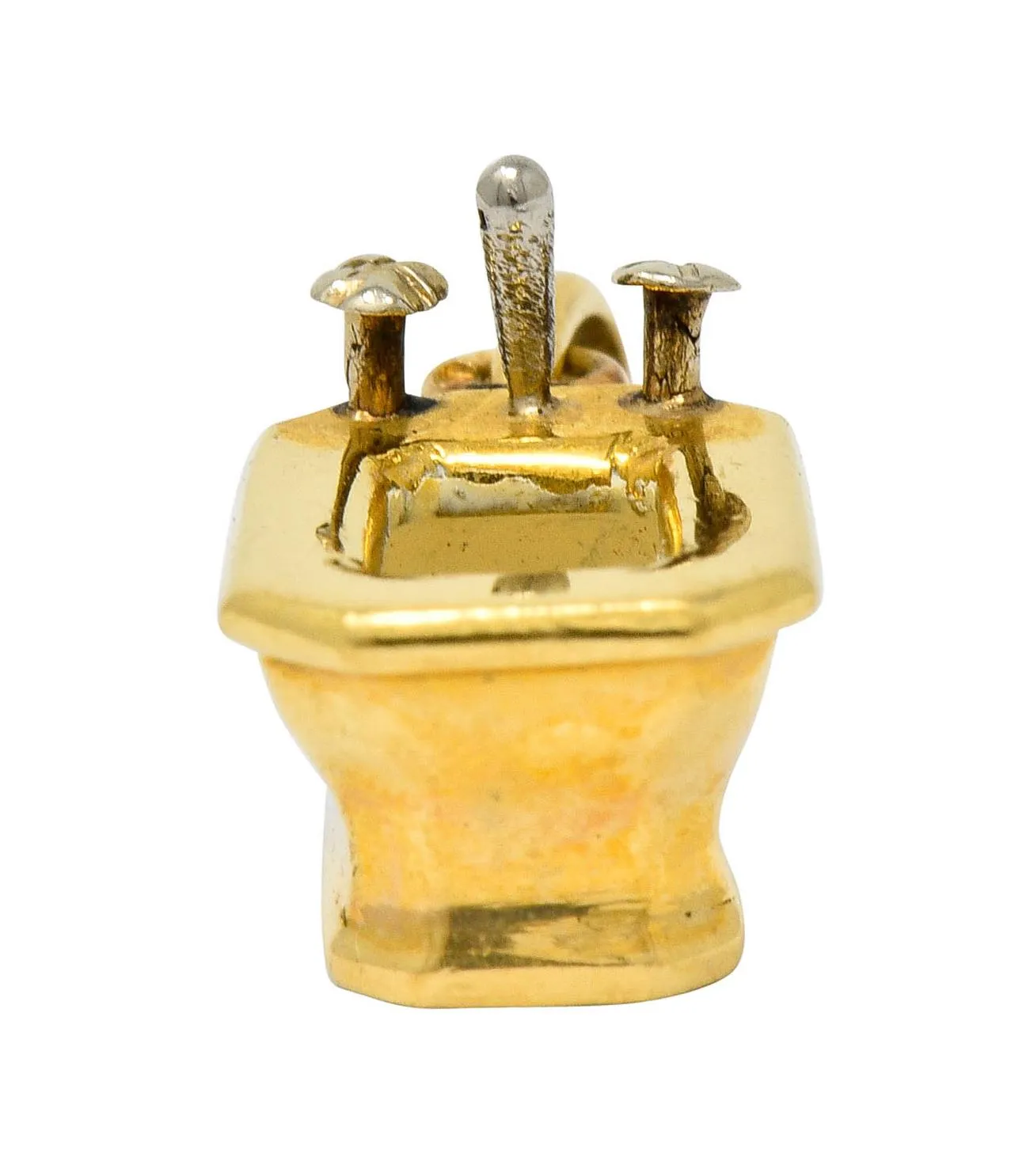 French Art Deco Enamel 18 Karat Gold Powder Room Bidet Charm