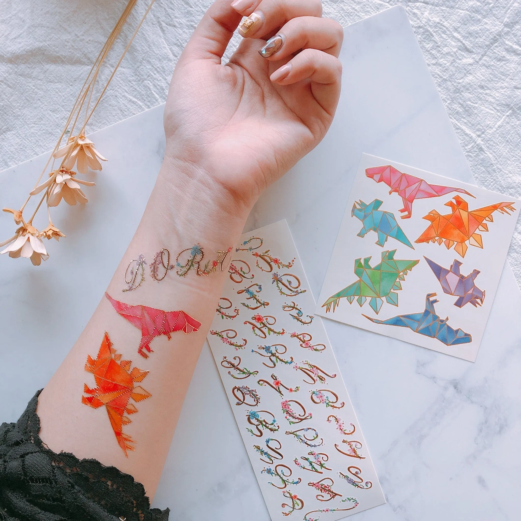 Geo Dino Temporary Tattoo