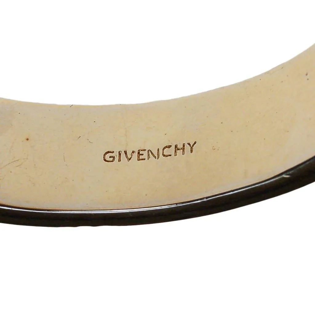 Givenchy Couture Rhinestone Black Enamel and Gold Bangle Bracelet