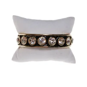 Givenchy Couture Rhinestone Black Enamel and Gold Bangle Bracelet