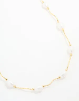 Gold Plated Freshwater Pearl Necklace