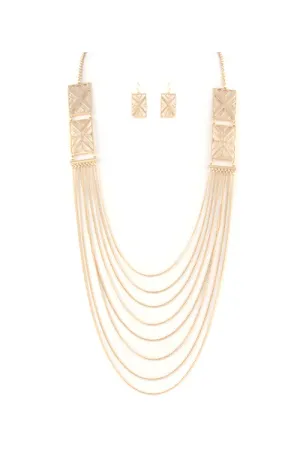 Gold Tribal Layered Simple Necklace Set