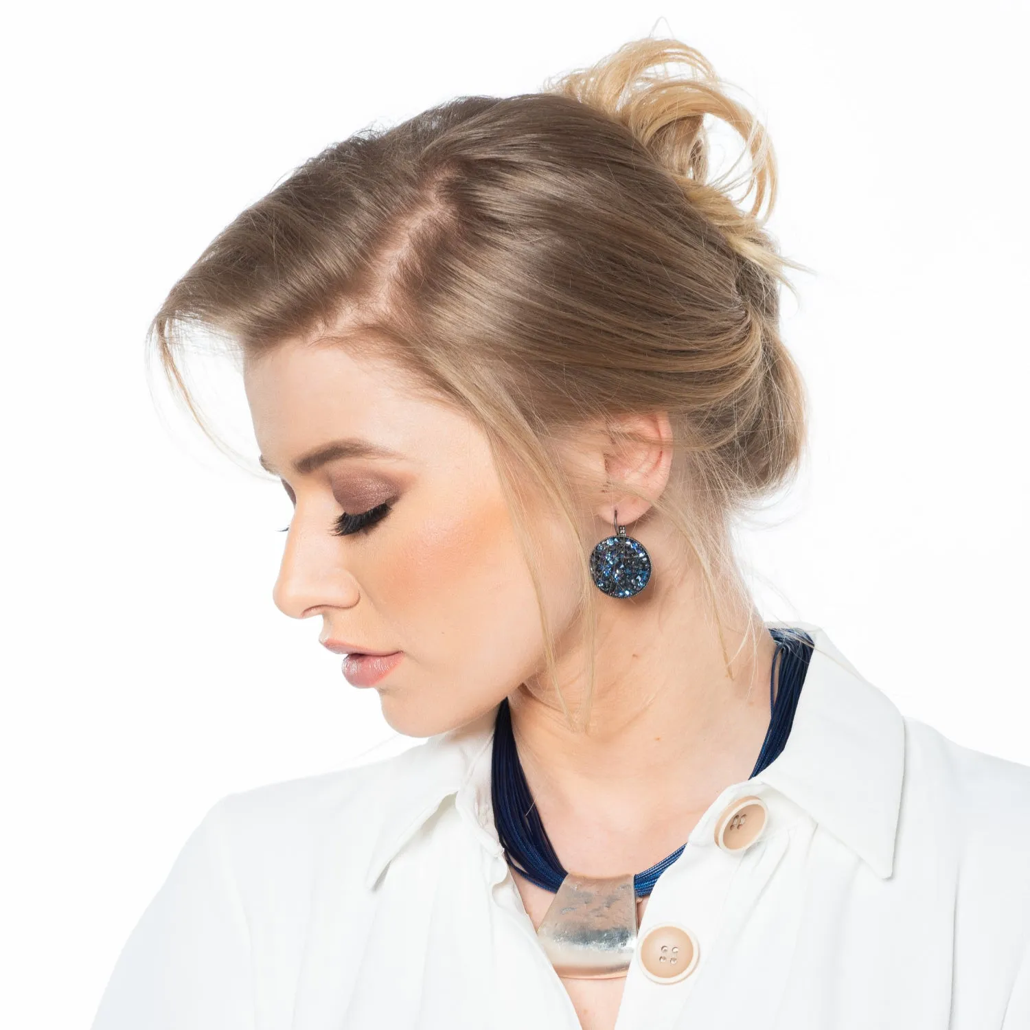 Grace Blue Swarovski crystal pave earrings