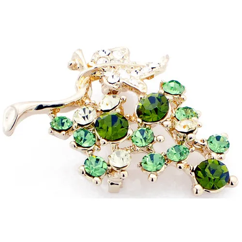 Green Grape Swarovski Crystal Fruit Pin Brooch