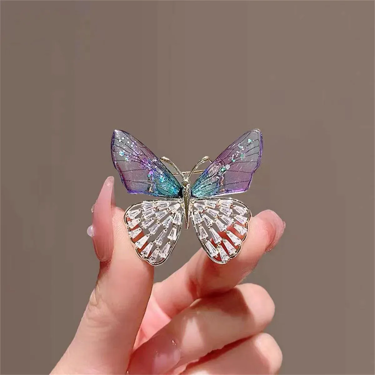Hair Claw Dragonfly Butterfly Metal Rhinestone Tassel
