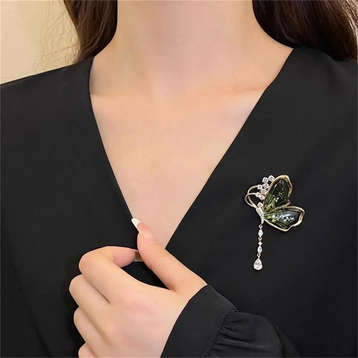 Hair Claw Dragonfly Butterfly Metal Rhinestone Tassel