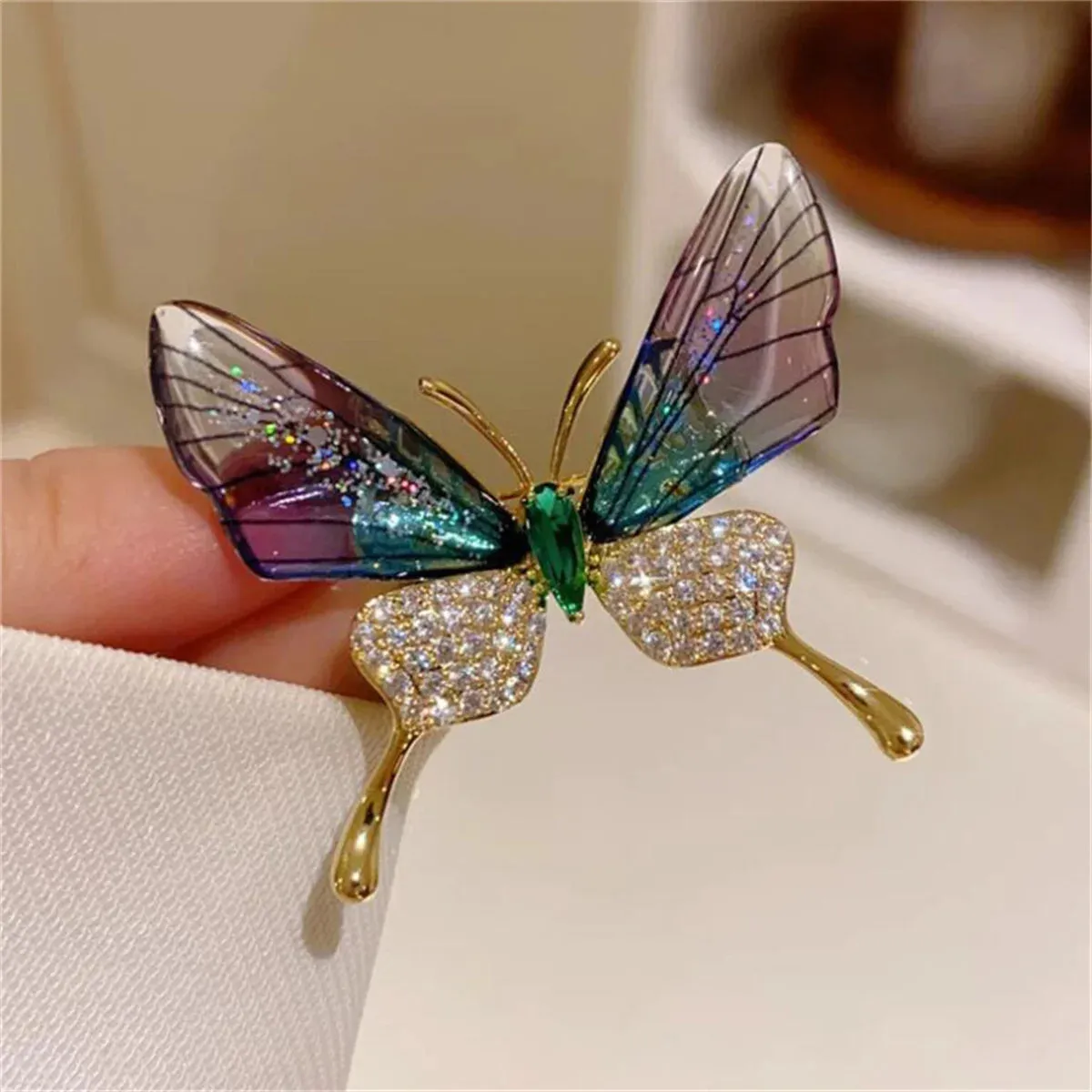 Hair Claw Dragonfly Butterfly Metal Rhinestone Tassel