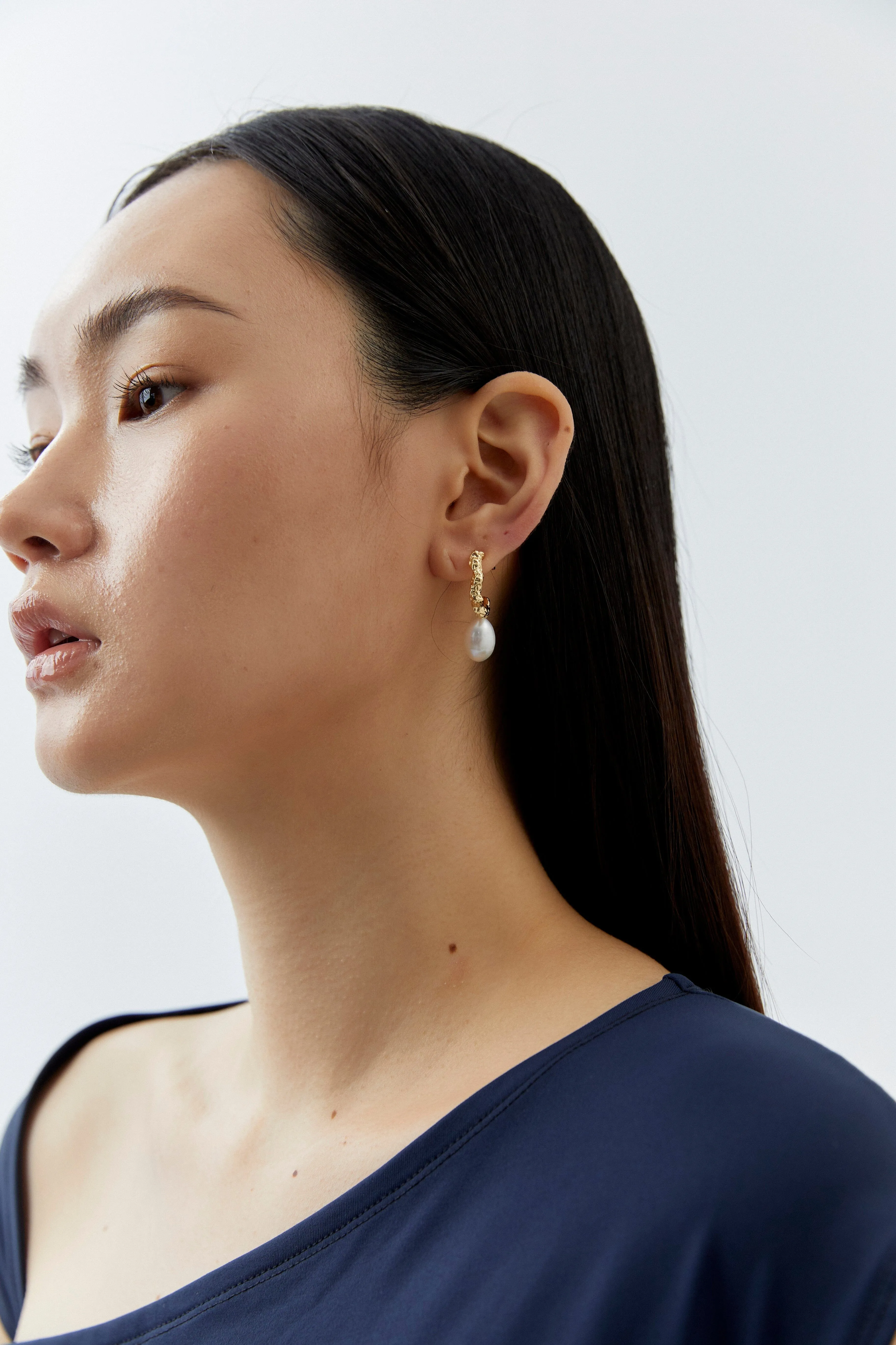 Half Moon Pearl Earrings