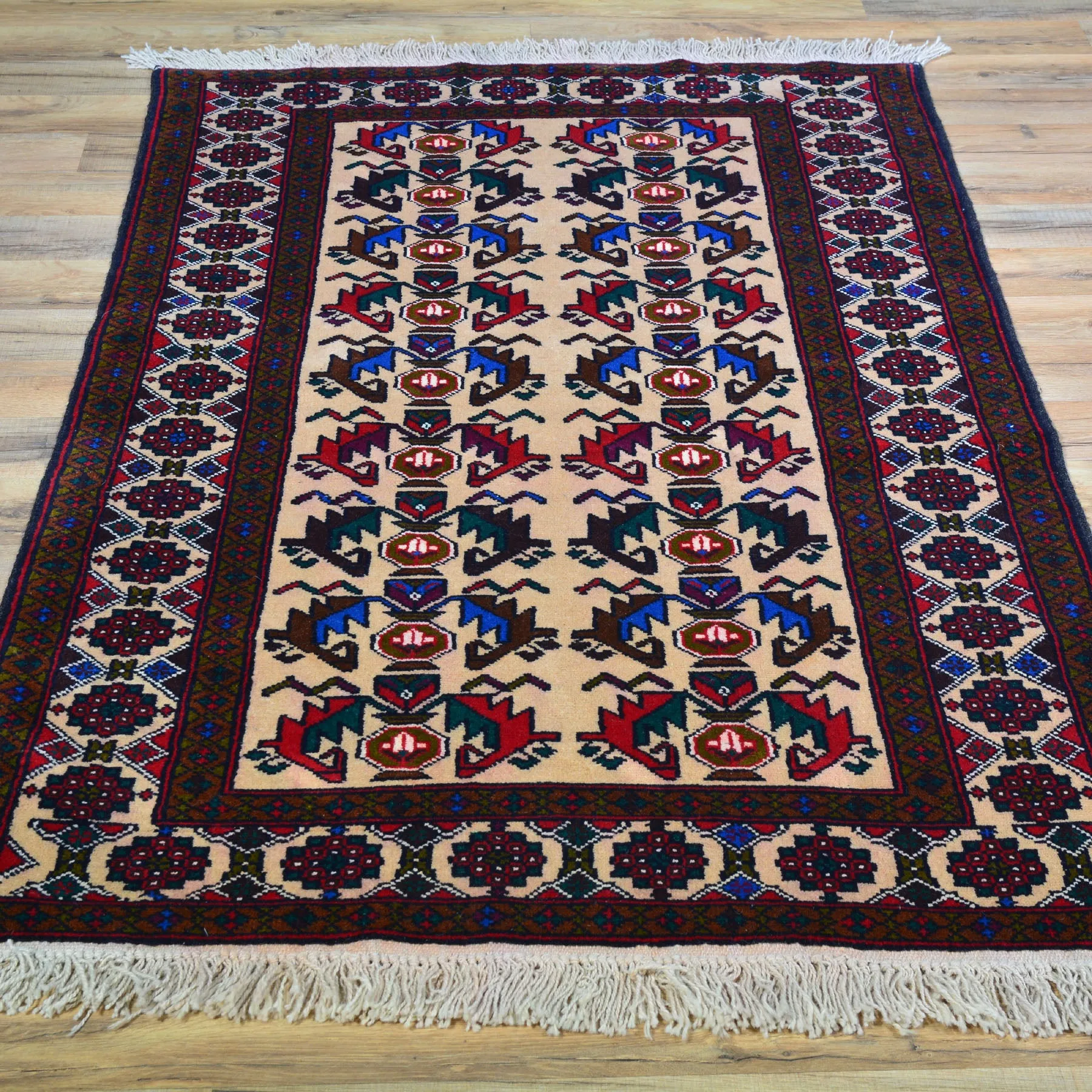 Hand-Knotted Afghan Tribal Baluch Wool Handmade Rug (Size 3.0 X 4.8) Cwral-7797