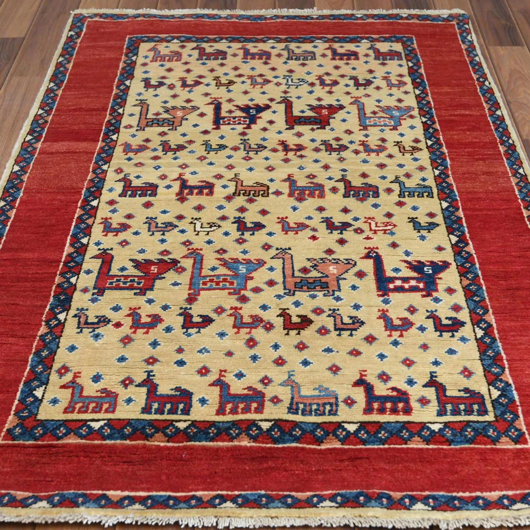 Hand-Knotted Caucasian Design Kazak Wool Handmade Rug (Size 3.1 X 5.0) Cwral-8919