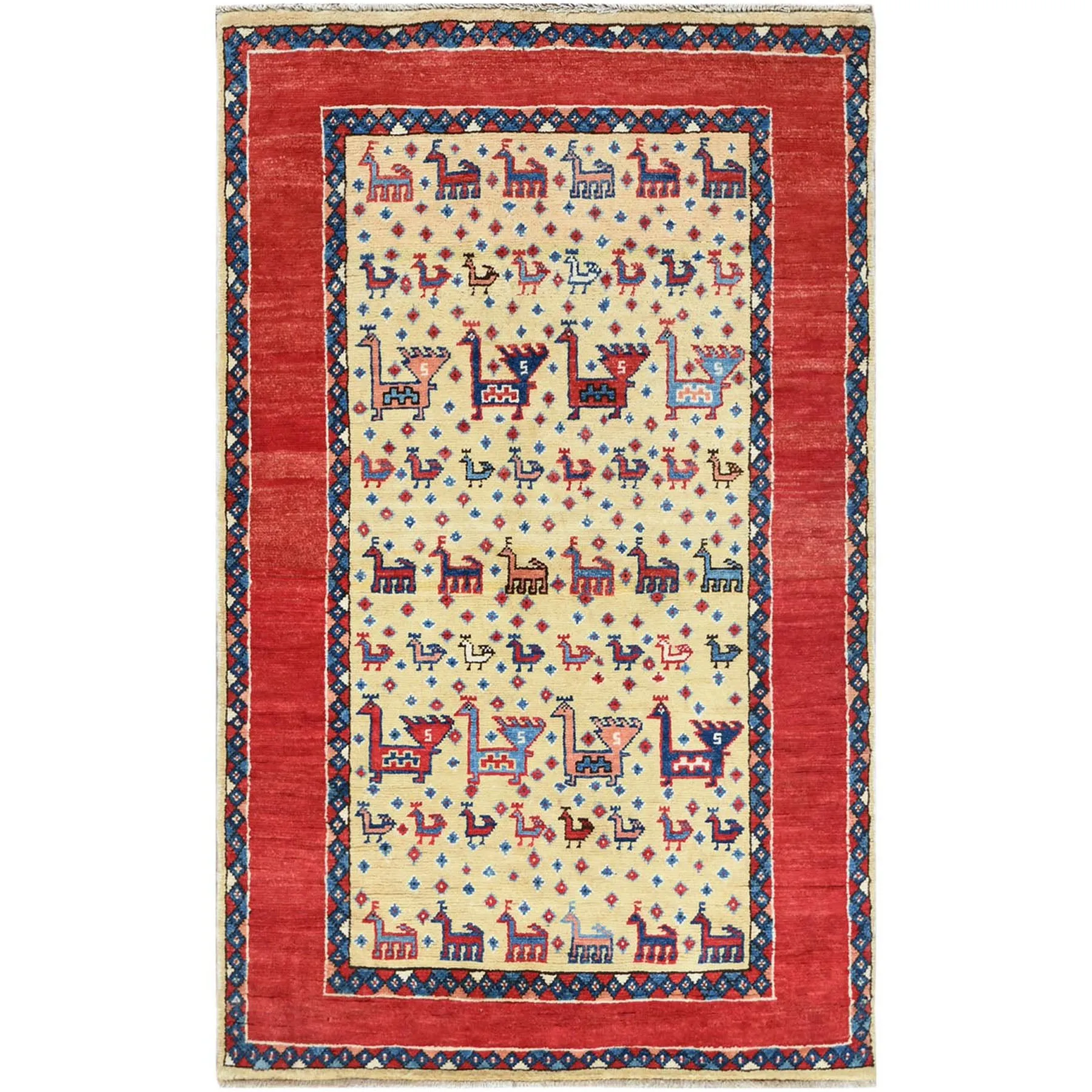 Hand-Knotted Caucasian Design Kazak Wool Handmade Rug (Size 3.1 X 5.0) Cwral-8919
