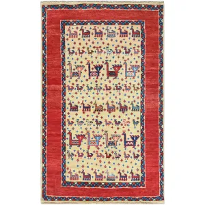 Hand-Knotted Caucasian Design Kazak Wool Handmade Rug (Size 3.1 X 5.0) Cwral-8919