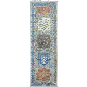Hand-Knotted Caucasian Kazak Design 100% Wool Hallway Runner (Size 2.5 X 7.9) Cwral-8928