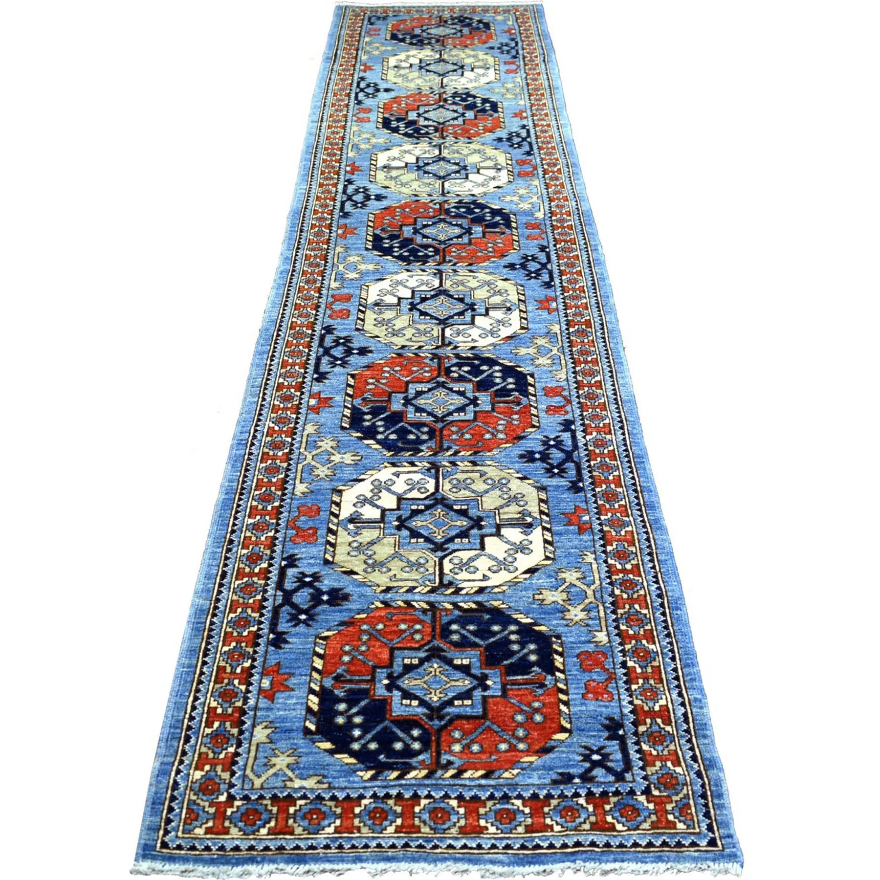 Hand-Knotted Ersari Tribal Design Handmade Wool Traditional Rug (Size 2.9 X 12.2) Cwral-9849