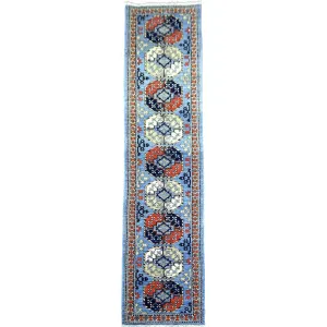 Hand-Knotted Ersari Tribal Design Handmade Wool Traditional Rug (Size 2.9 X 12.2) Cwral-9849
