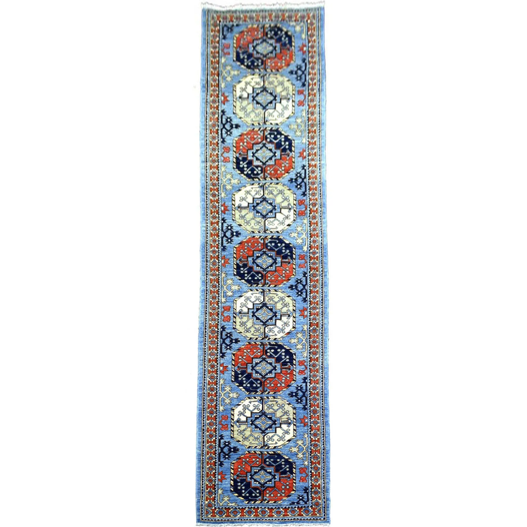 Hand-Knotted Ersari Tribal Design Handmade Wool Traditional Rug (Size 2.9 X 12.2) Cwral-9849