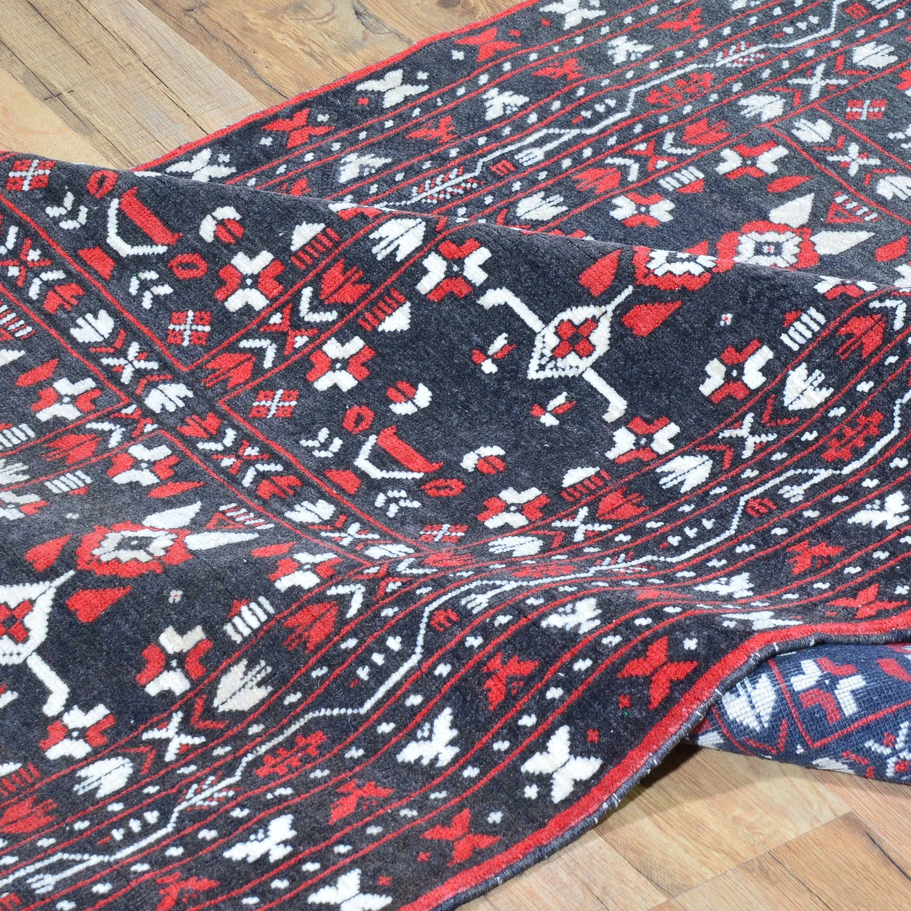 Hand-Knotted Fine Afghan Traditional Tribal Design 100% Wool Rug (Size 3.1 X 9.7) Brral-1584