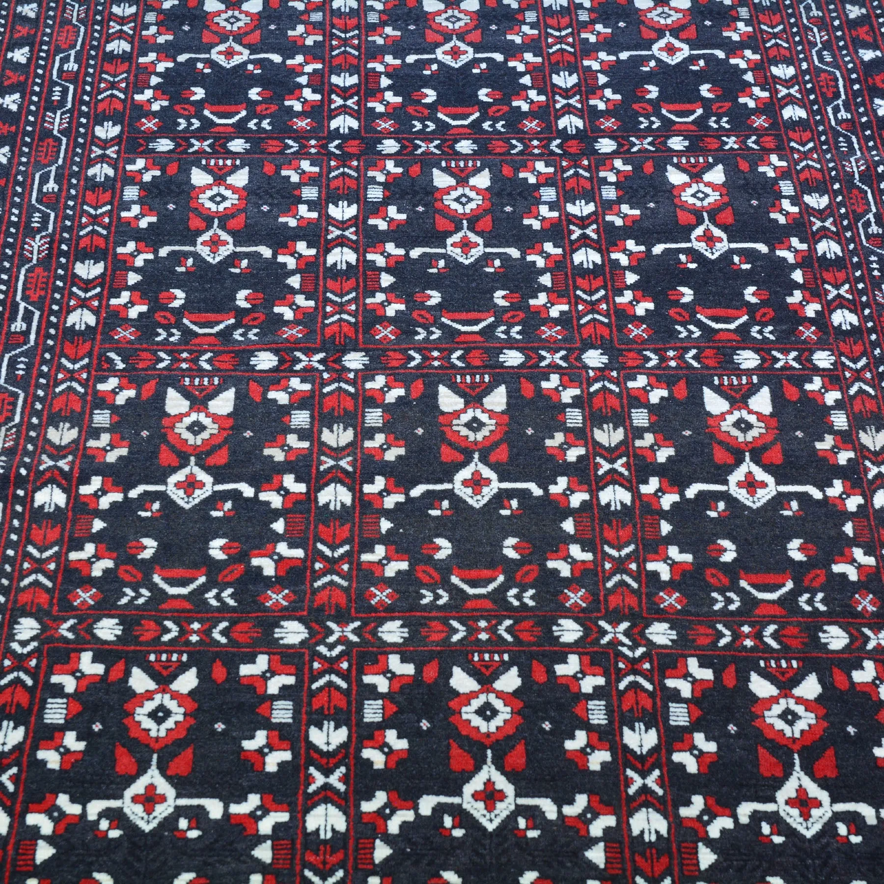 Hand-Knotted Fine Afghan Traditional Tribal Design 100% Wool Rug (Size 3.1 X 9.7) Brral-1584