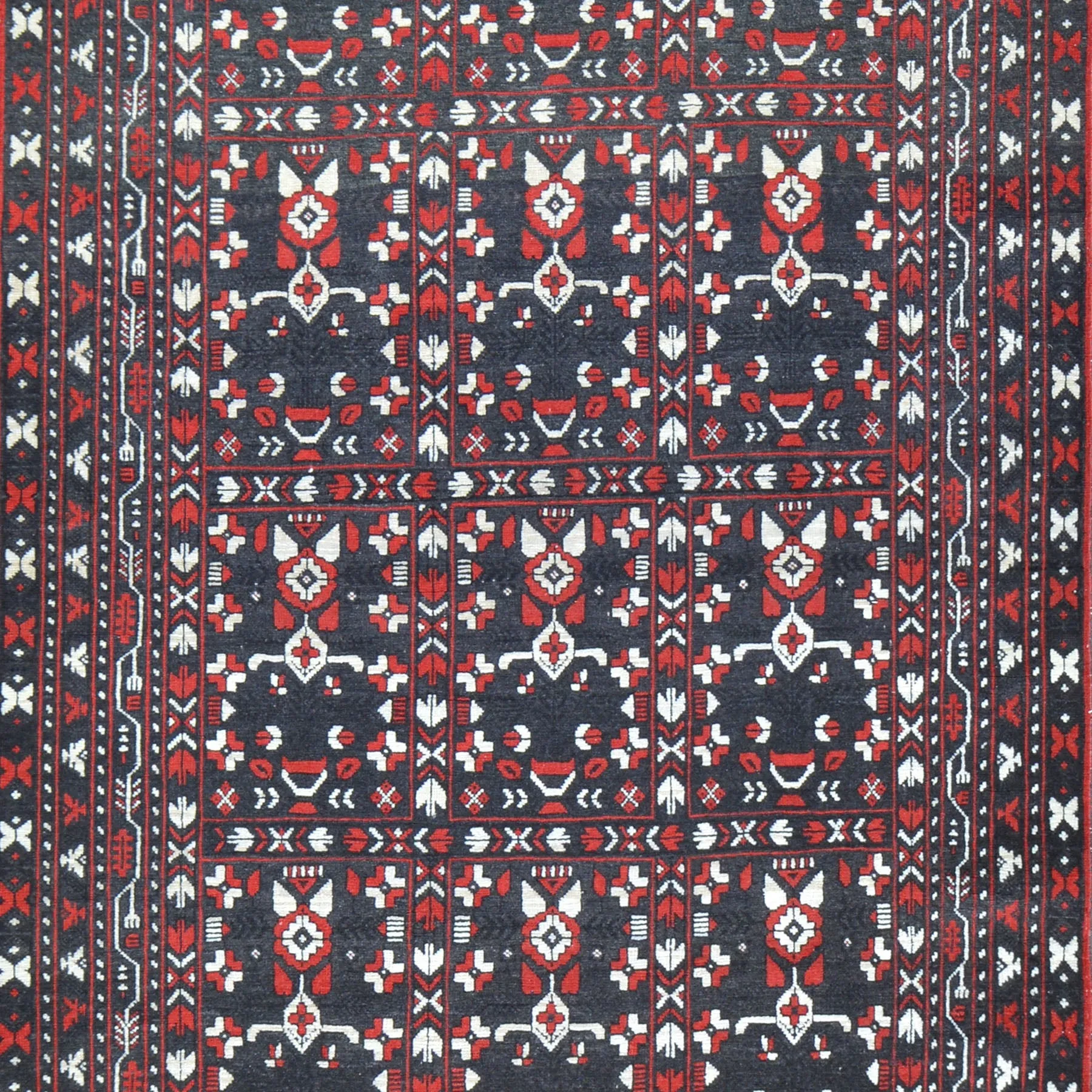 Hand-Knotted Fine Afghan Traditional Tribal Design 100% Wool Rug (Size 3.1 X 9.7) Brral-1584