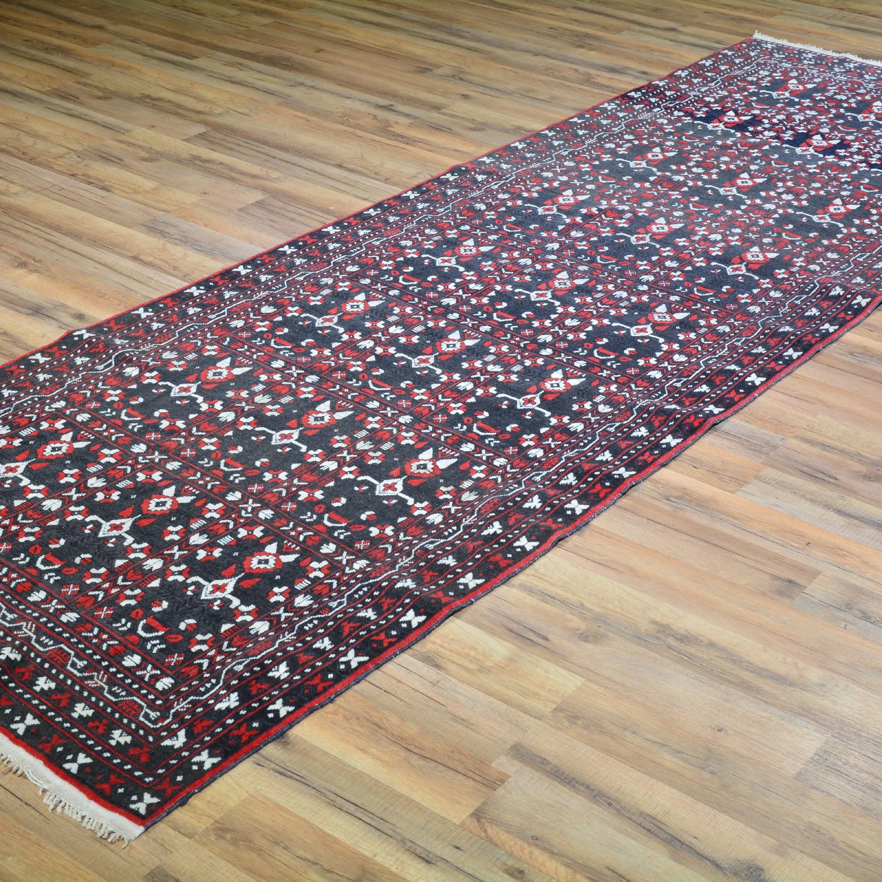 Hand-Knotted Fine Afghan Traditional Tribal Design 100% Wool Rug (Size 3.1 X 9.7) Brral-1584