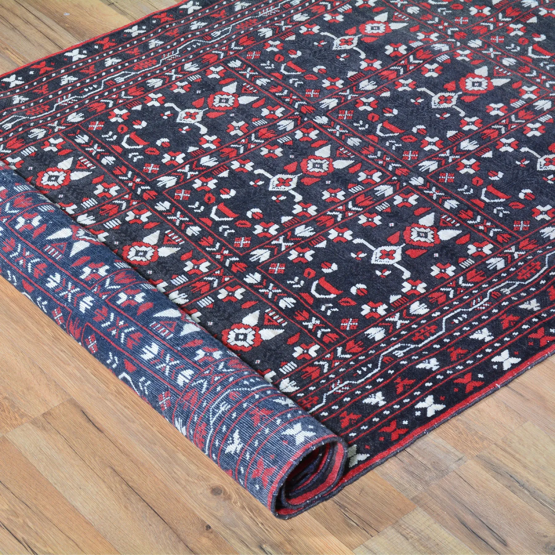 Hand-Knotted Fine Afghan Traditional Tribal Design 100% Wool Rug (Size 3.1 X 9.7) Brral-1584