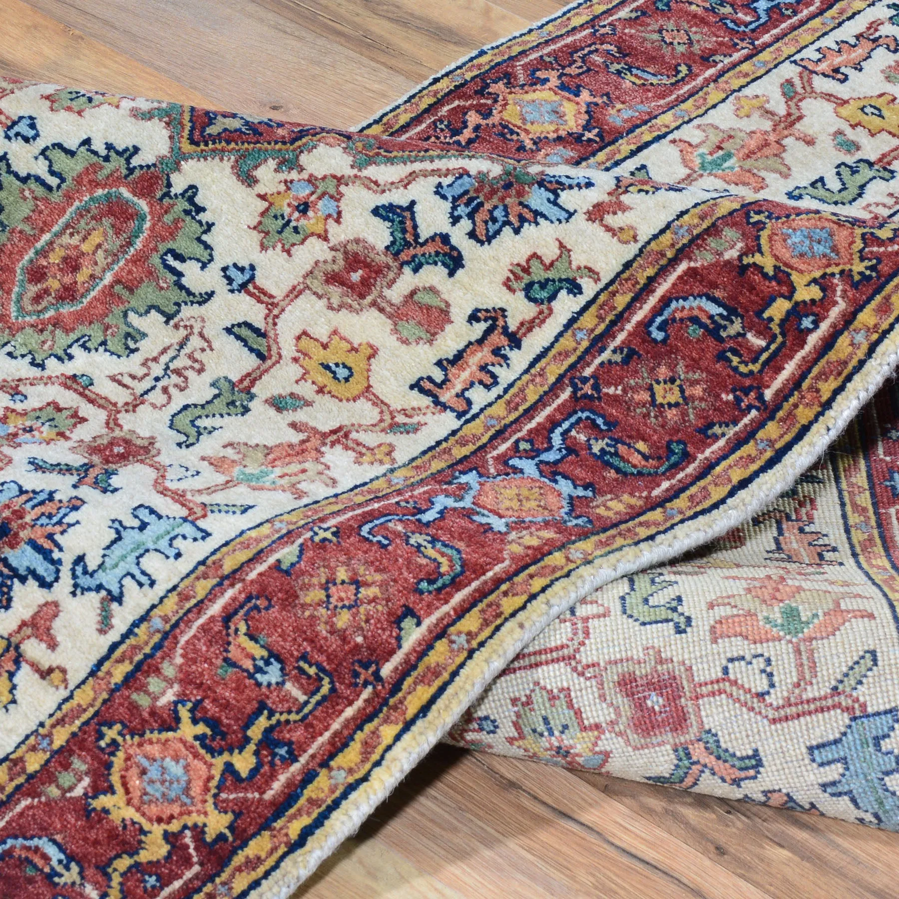 Hand-Knotted Fine Heriz Traditional Design 100% Wool Handmade Rug (Size 2.7 X 12.0) Cwral-4545