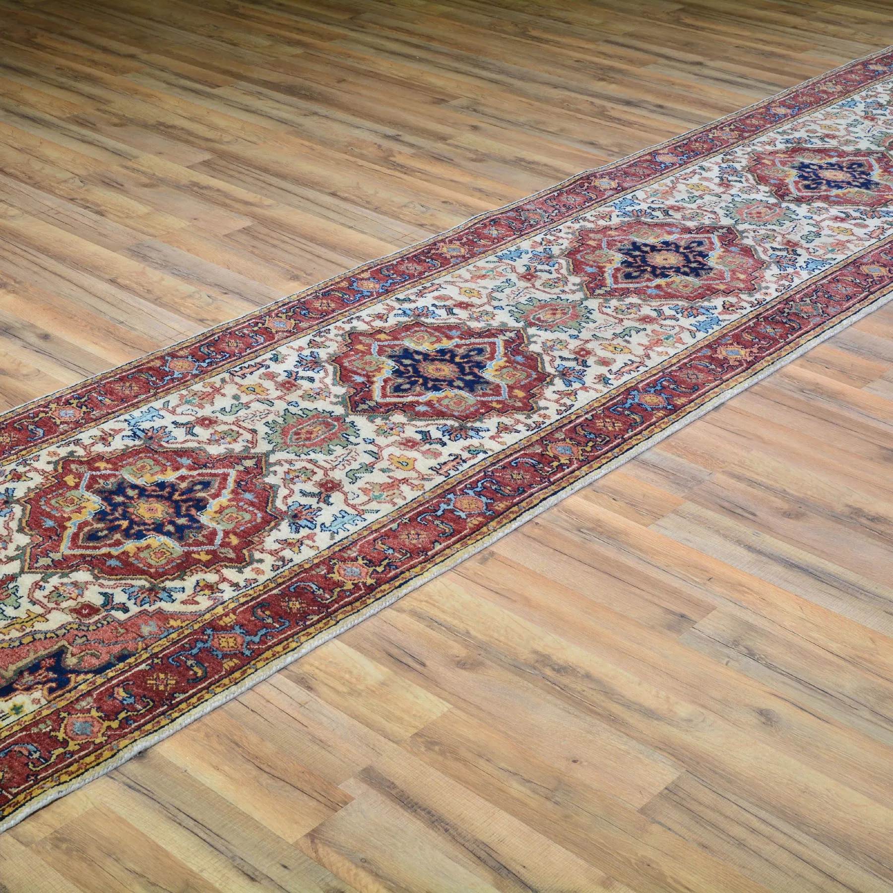 Hand-Knotted Fine Heriz Traditional Design 100% Wool Handmade Rug (Size 2.7 X 12.0) Cwral-4545