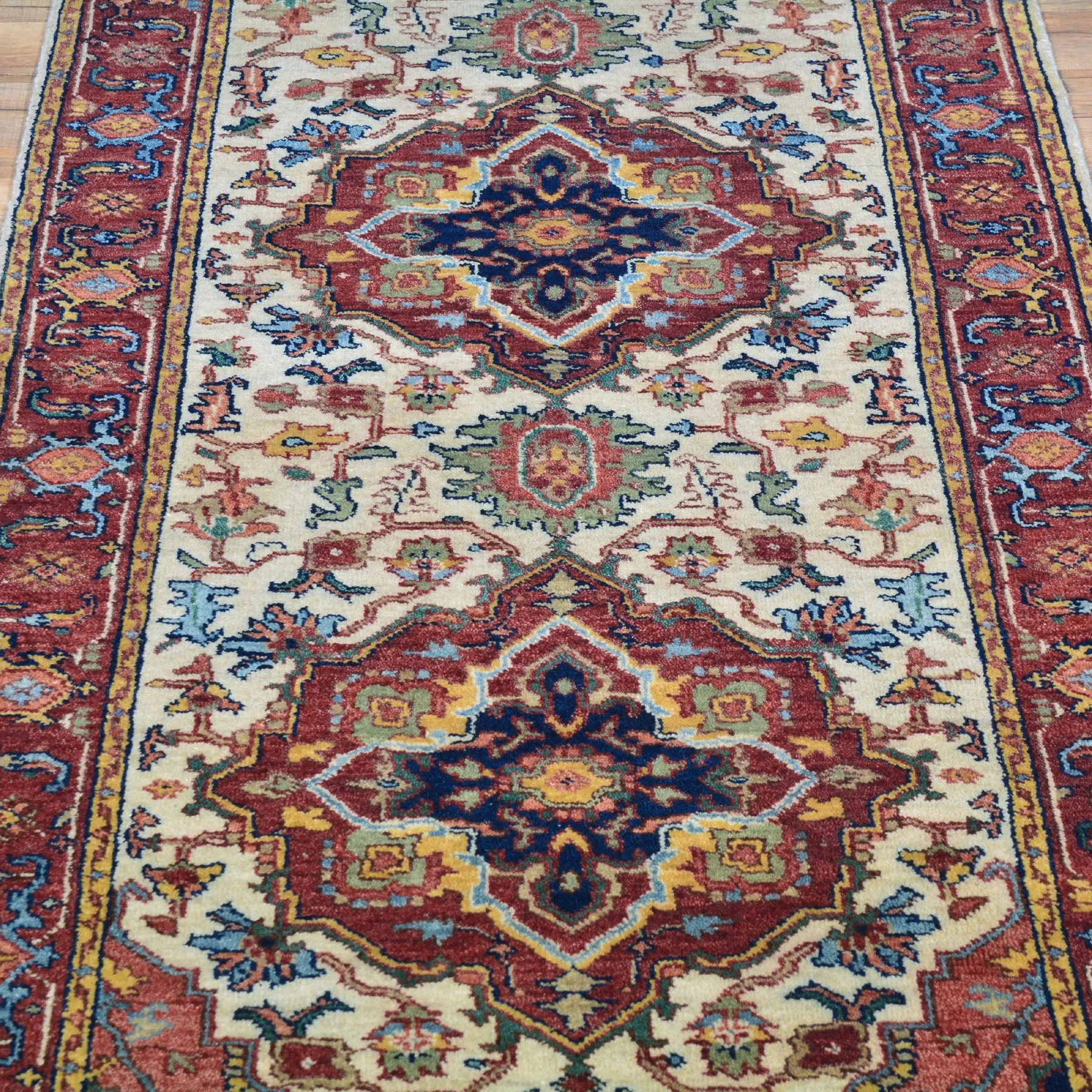 Hand-Knotted Fine Heriz Traditional Design 100% Wool Handmade Rug (Size 2.7 X 12.0) Cwral-4545