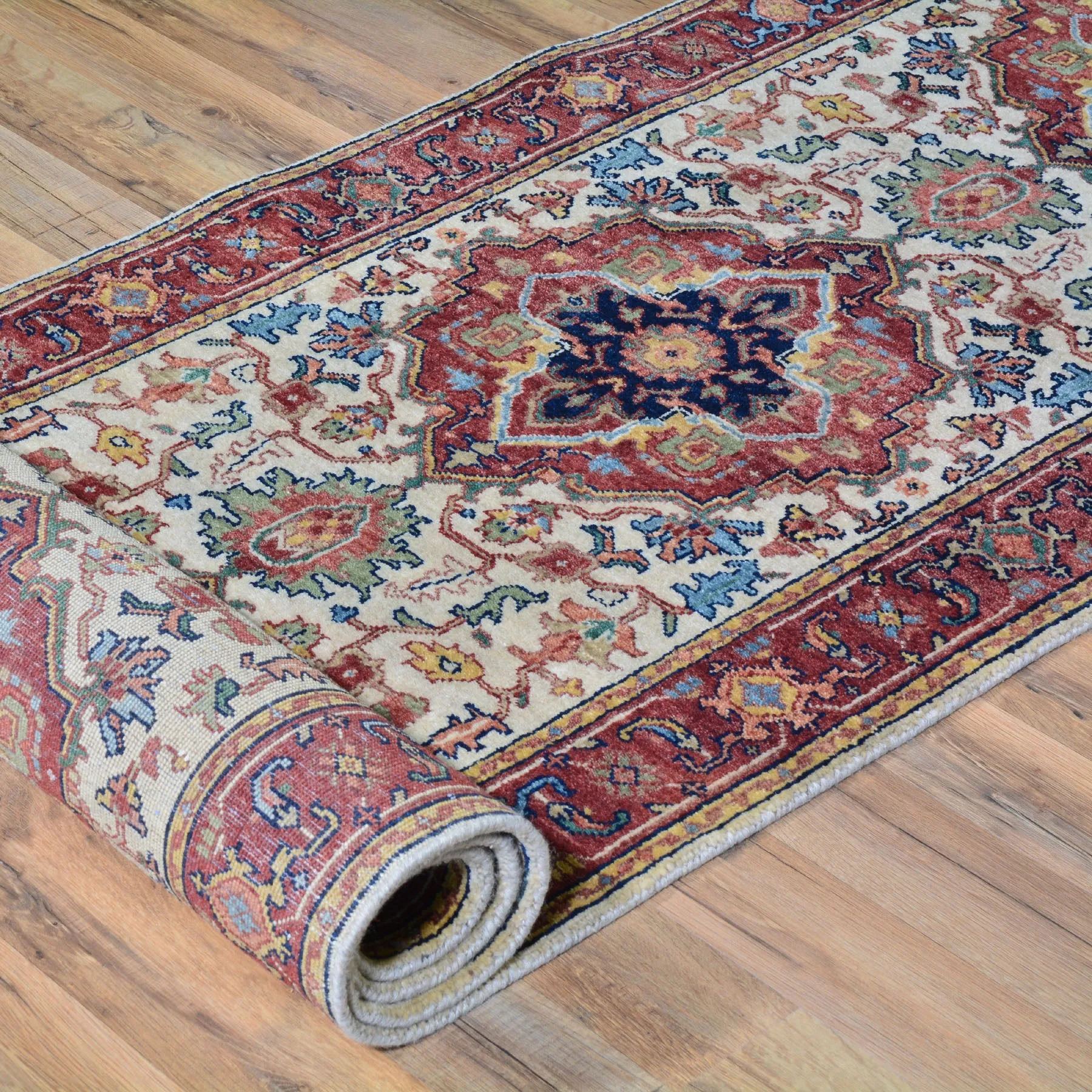 Hand-Knotted Fine Heriz Traditional Design 100% Wool Handmade Rug (Size 2.7 X 12.0) Cwral-4545