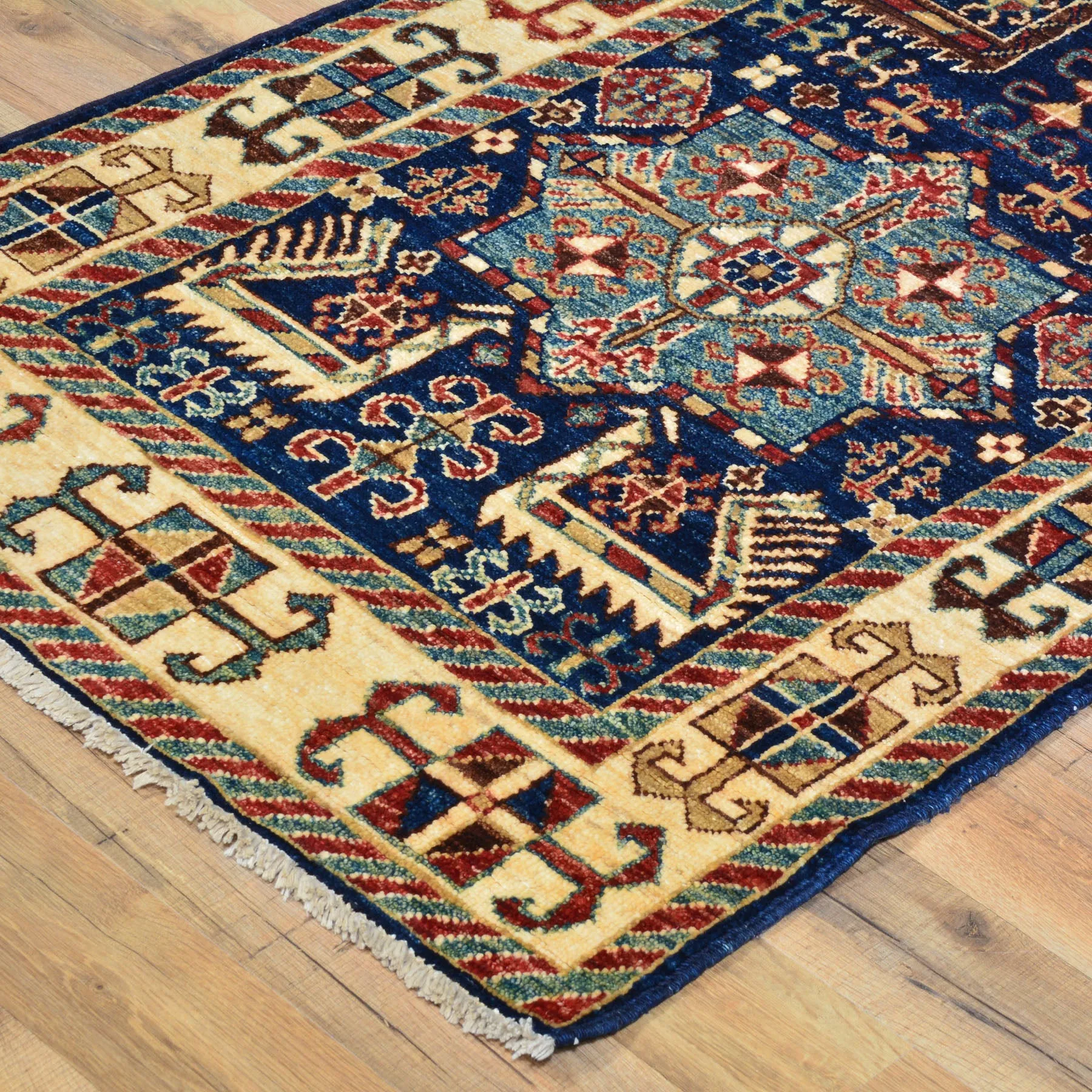 Hand-Knotted Fine Tribal Caucasian Kazak Design 100% Wool Rug (Size 2.7 X 11.10) Brral-1587