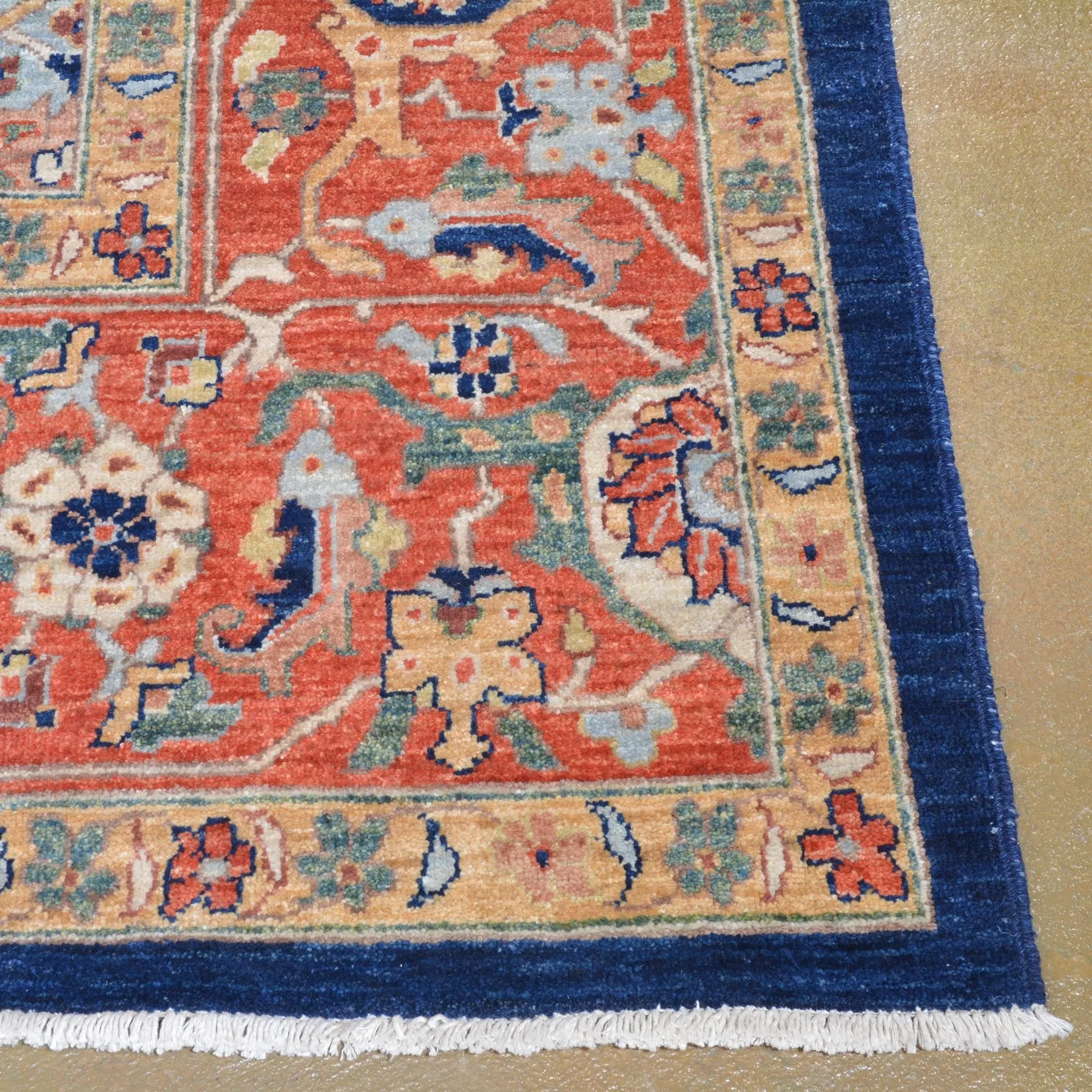 Hand-Knotted Geometric Oriental Design Wool Rug (Size 10.3 X 14.0) Brrsf-6123