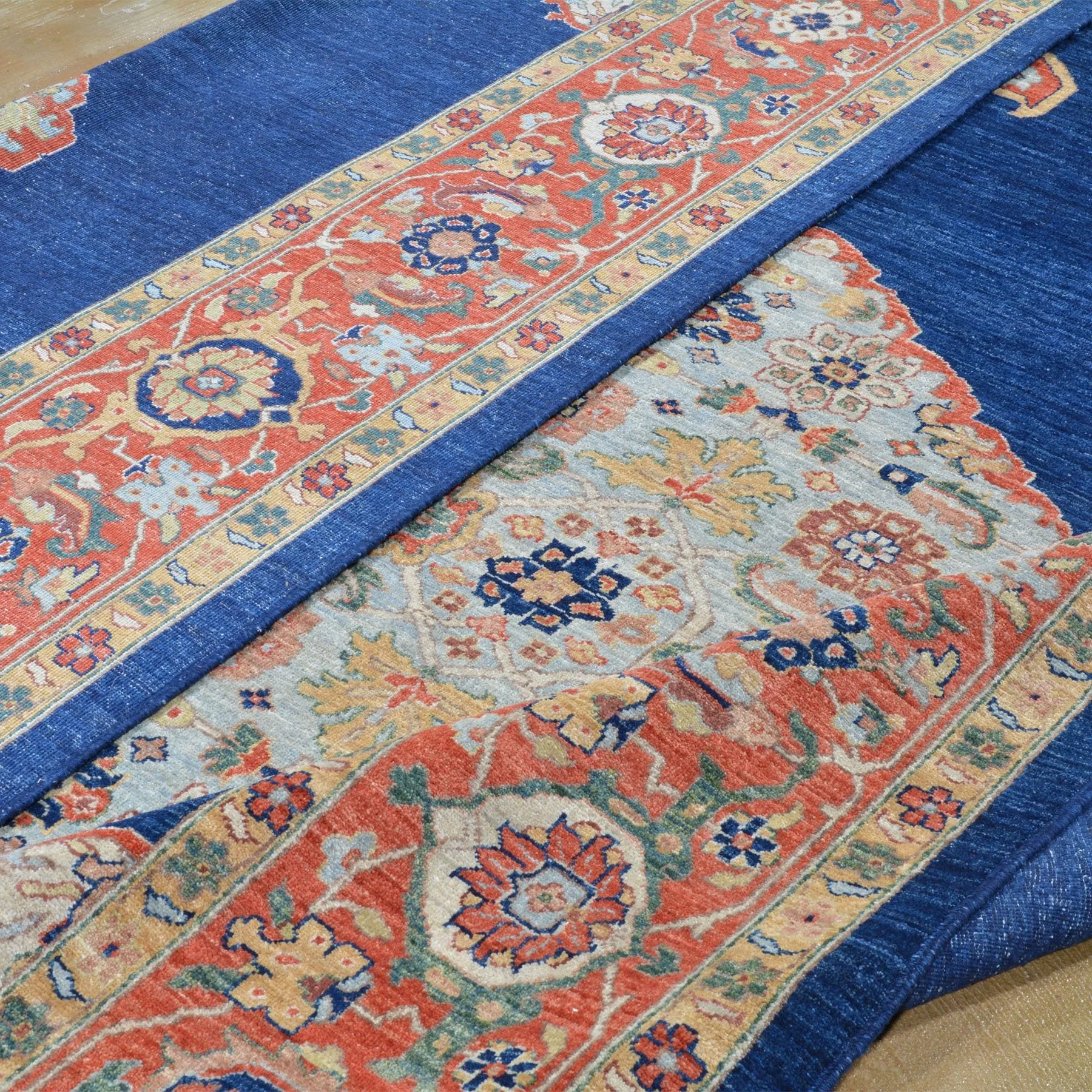 Hand-Knotted Geometric Oriental Design Wool Rug (Size 10.3 X 14.0) Brrsf-6123