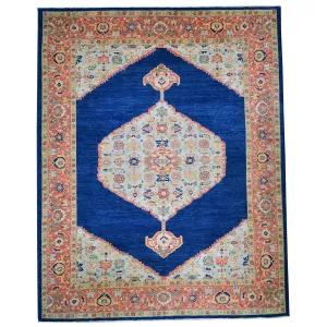 Hand-Knotted Geometric Oriental Design Wool Rug (Size 10.3 X 14.0) Brrsf-6123