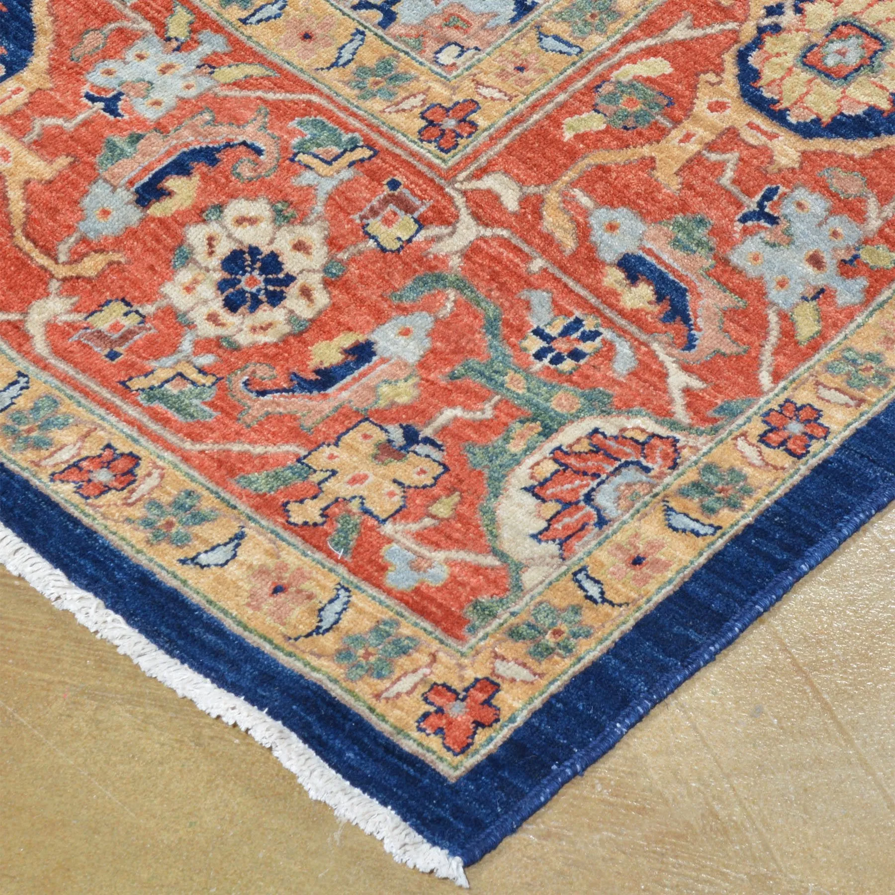 Hand-Knotted Geometric Oriental Design Wool Rug (Size 10.3 X 14.0) Brrsf-6123