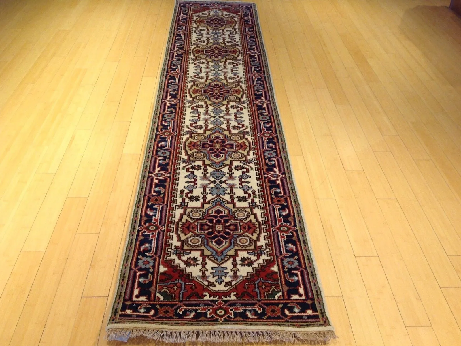 Hand-Knotted Indo Heriz Design Handmade 100% Wool Rug (Size 2.7 X 11.11) Cwral-4458