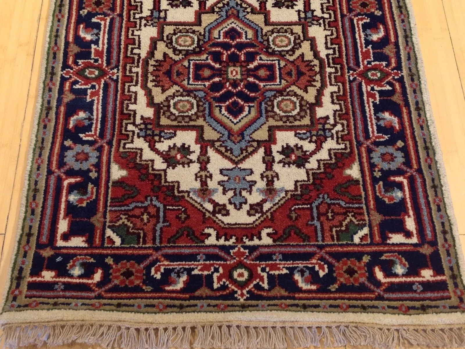 Hand-Knotted Indo Heriz Design Handmade 100% Wool Rug (Size 2.7 X 11.11) Cwral-4458