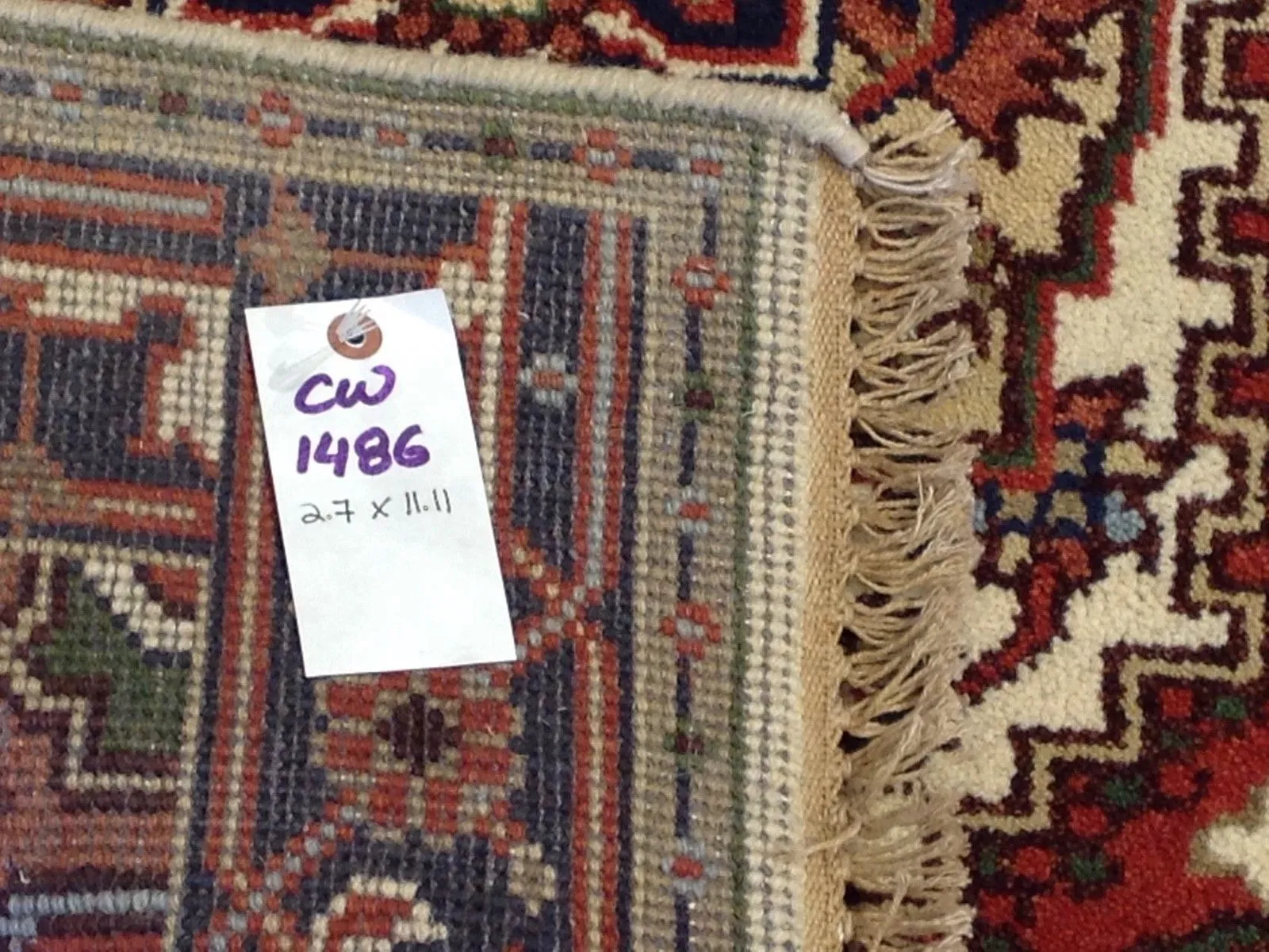 Hand-Knotted Indo Heriz Design Handmade 100% Wool Rug (Size 2.7 X 11.11) Cwral-4458