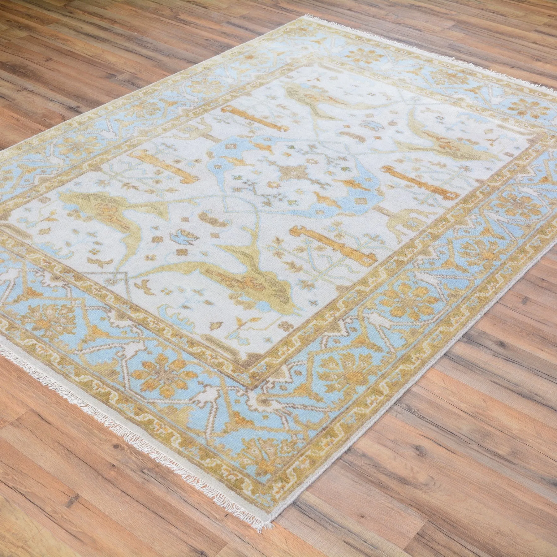 Hand-Knotted Indo Oushak Design Tribal Wool Rug (Size 5.0 X 7.0) Brral-741