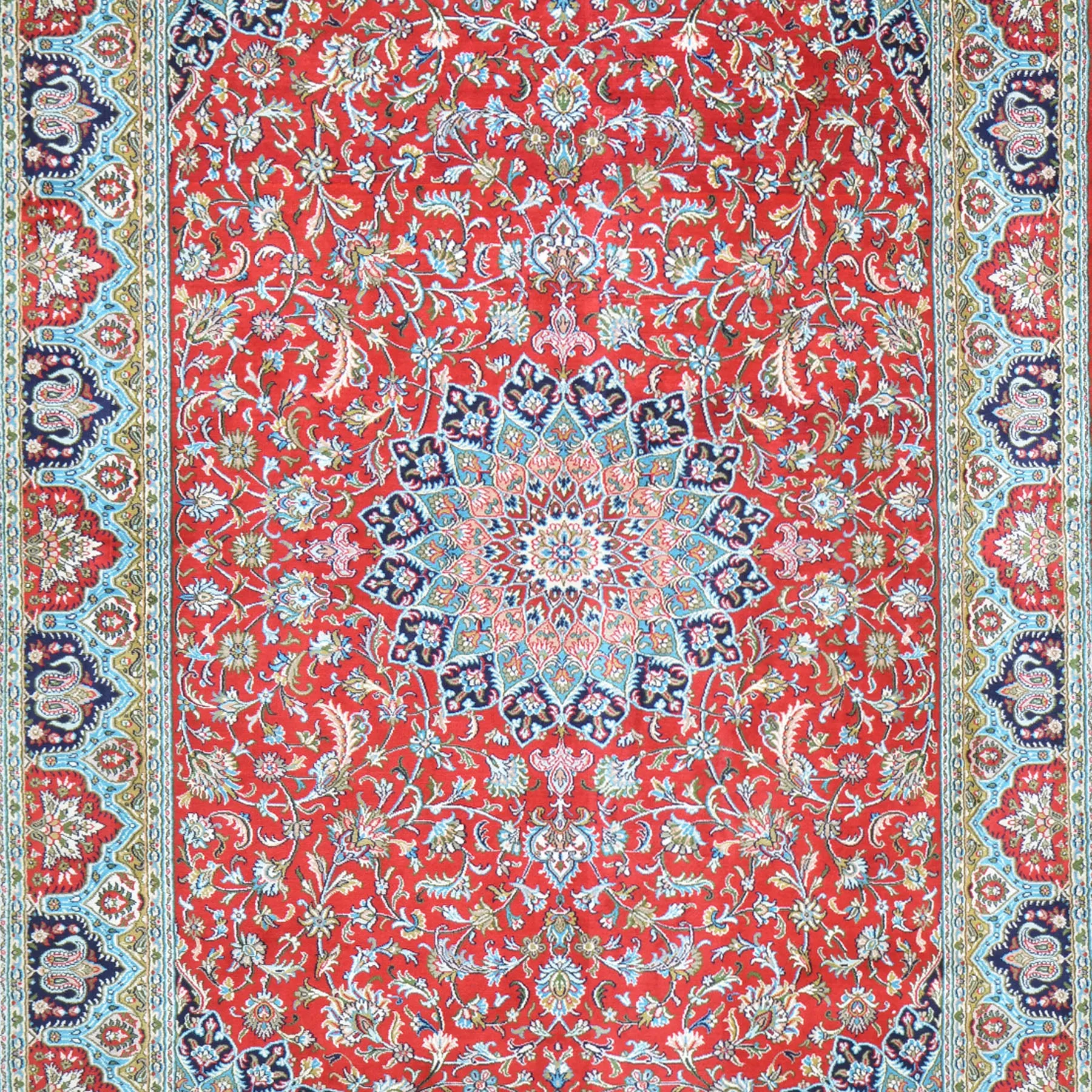 Hand-Knotted Kashmiri Silk Traditional Design Handmade Rug (Size 4.1 X 6.2) Cwral-10824