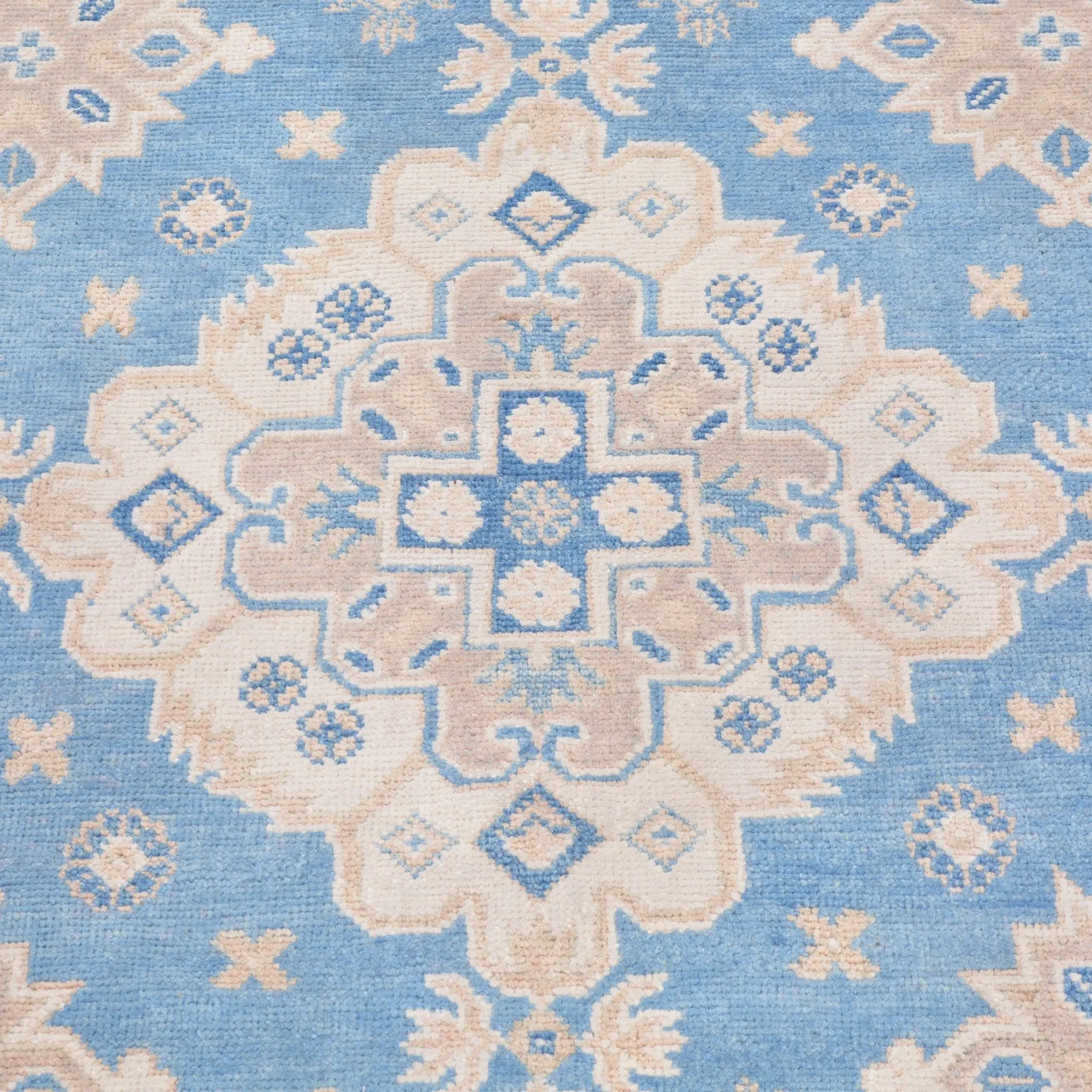 Hand-Knotted Octagon Vintage Look Kazak Design Wool Rug (Size 5.3 X 5.0) Brral-5580